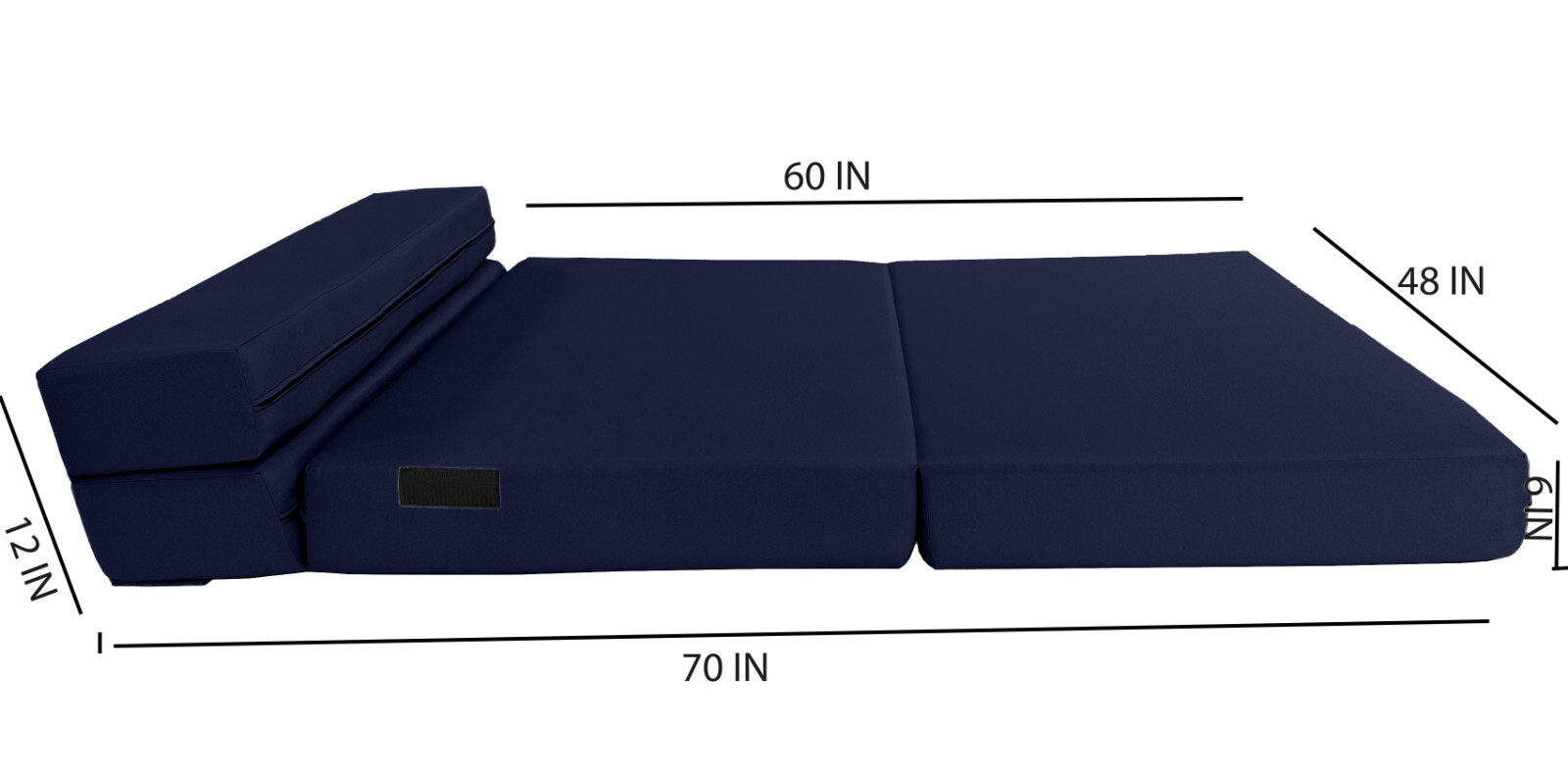 Queen Folding Foam Mattresses, Portable Chair Bed Lounger, 6 x 48 x 80, Navy