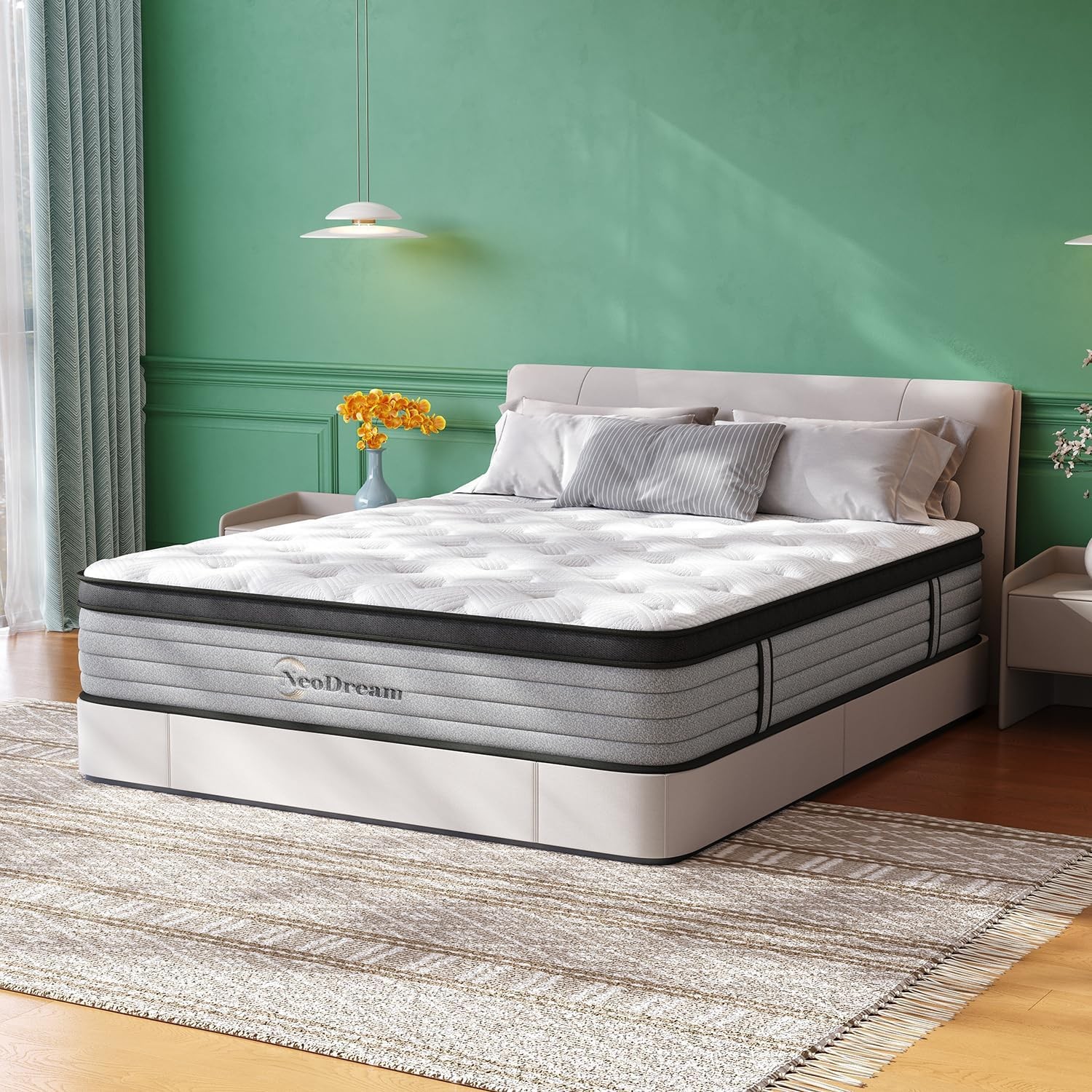Queen Mattress, 14 Inch Queen Size Mattress in a Box, Hybrid Matress with Memory