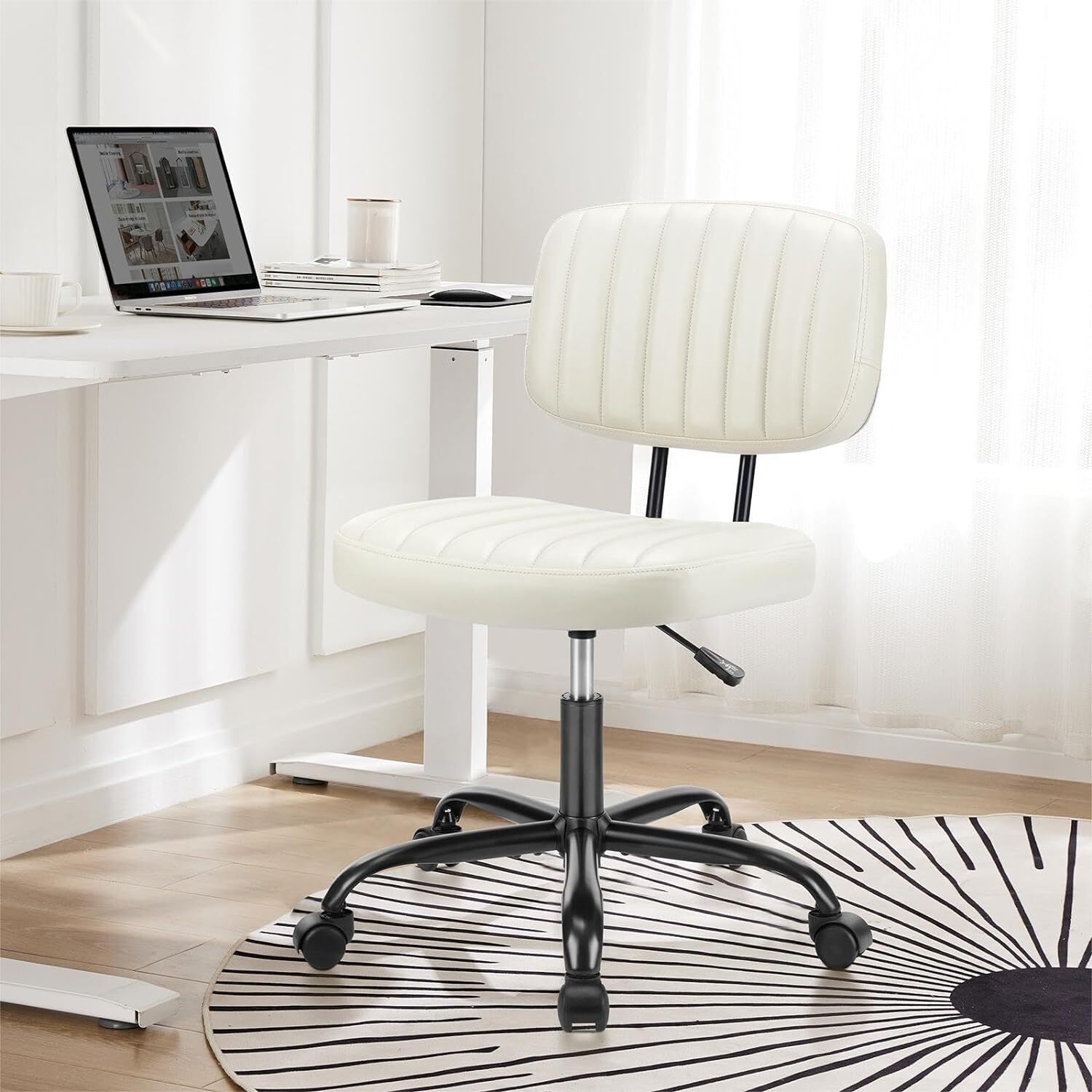 Leather Home Office Chairs Ergonomic Design with Comfy Low Back Lumbar Support