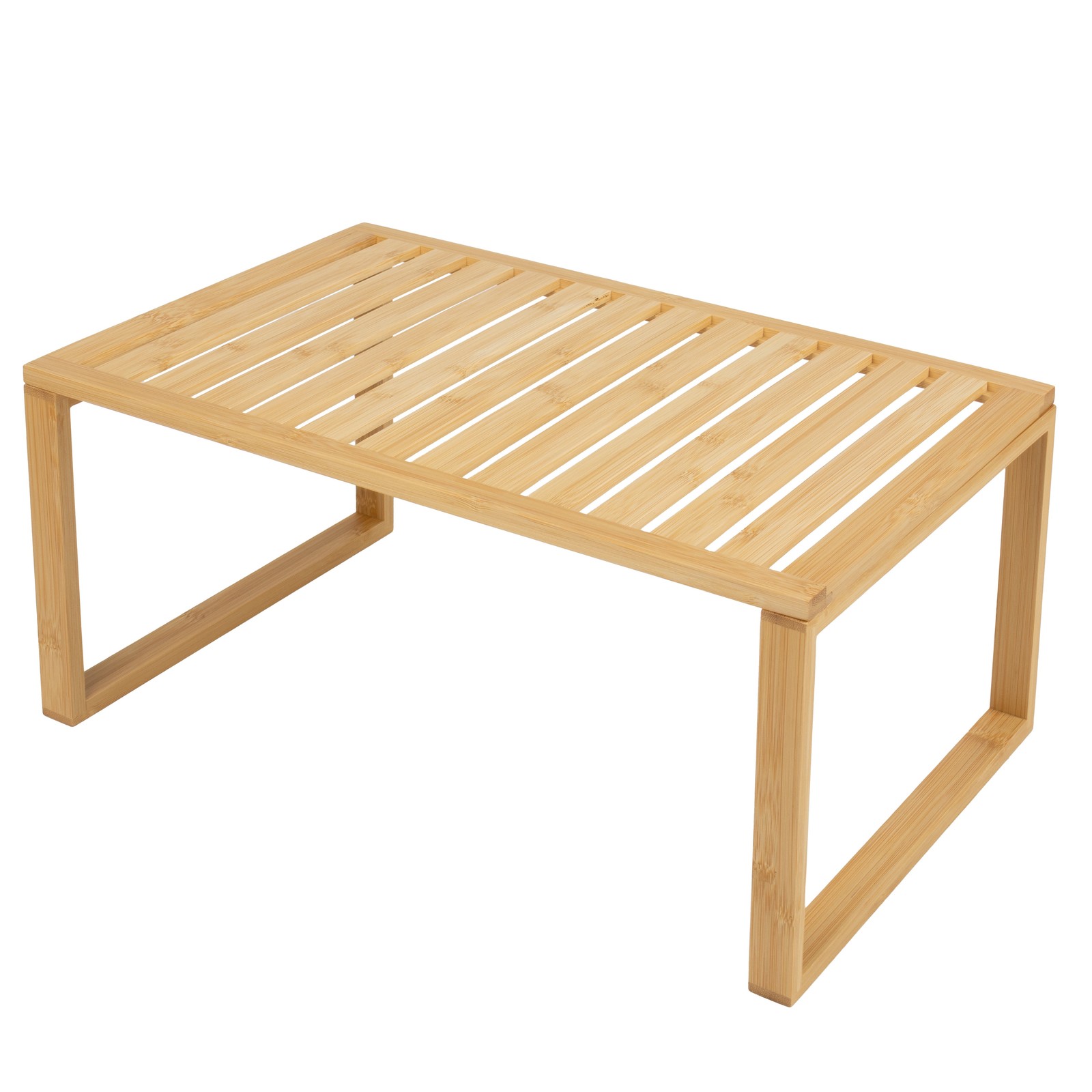 Bamboo Stackable Shelf, Natural Bamboo Color, Easy Assemble, 16 x 10 x 1.18in
