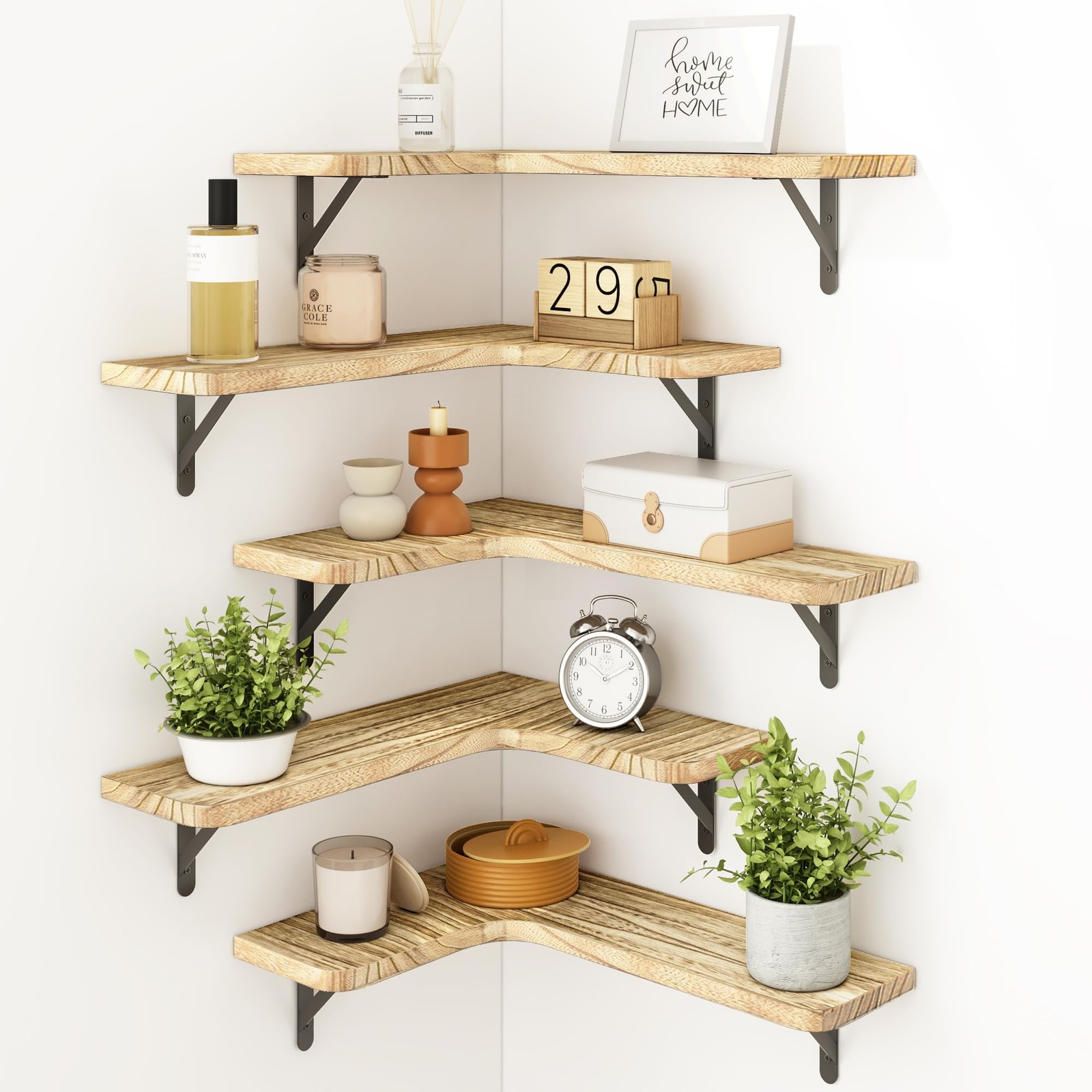 Fixwal Floating Shelves for Wall Set 16.1×11.4×5.5 inches, 1-carbonized Black