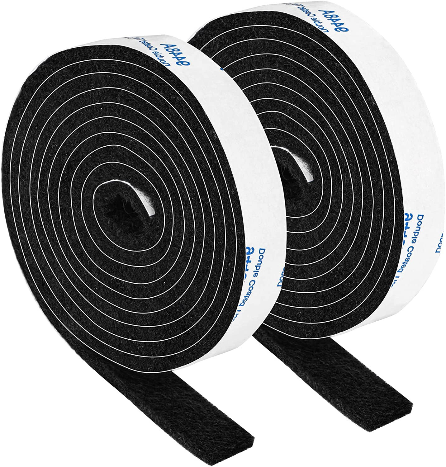 2 Pack Roll Felt Strips with Adhesive Backing: 1/2X60 Inches Black