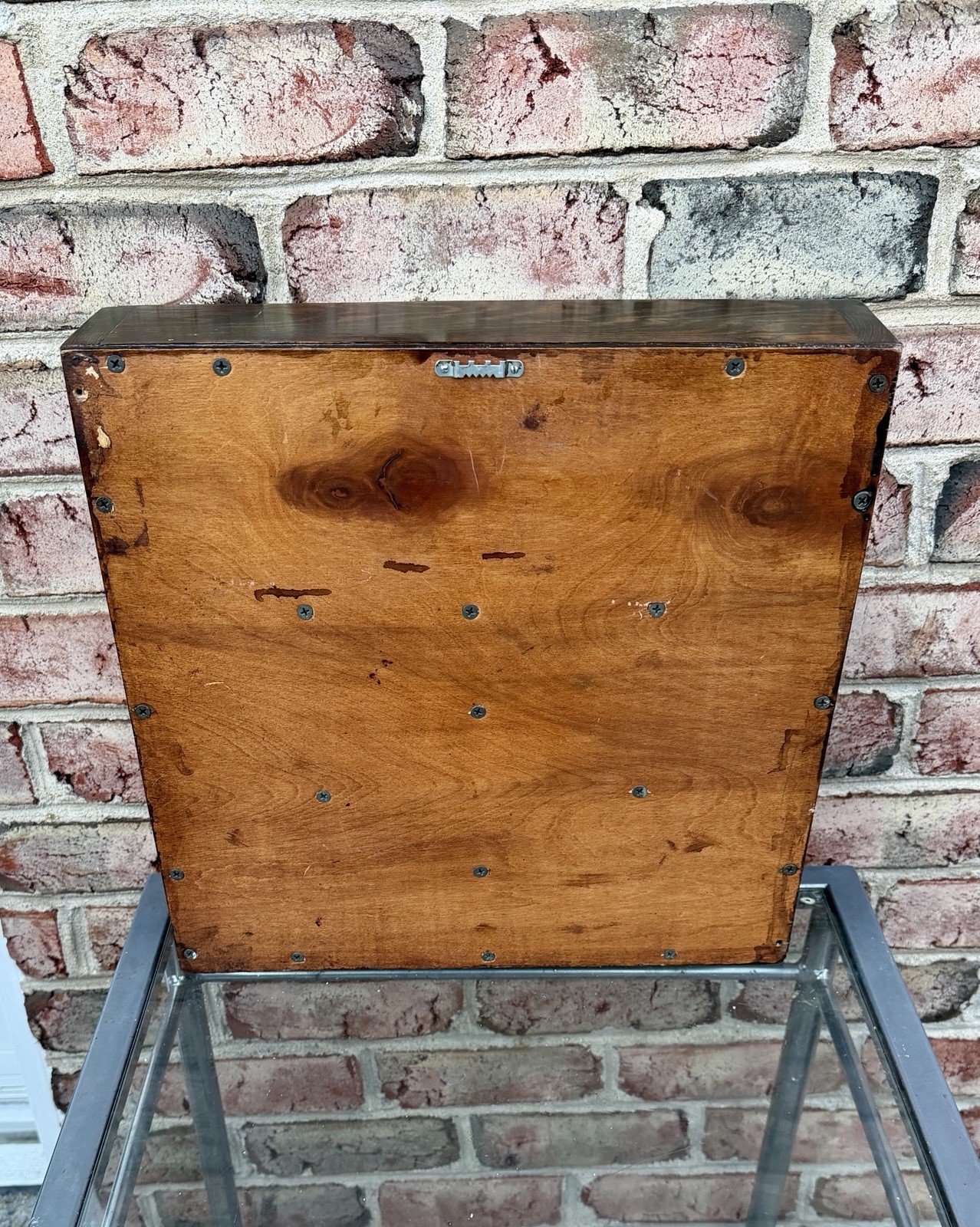 Vintage MCM Solid Wood Wall Hanging Shelf Trinket Display 15.5” x 15” x 3.75”