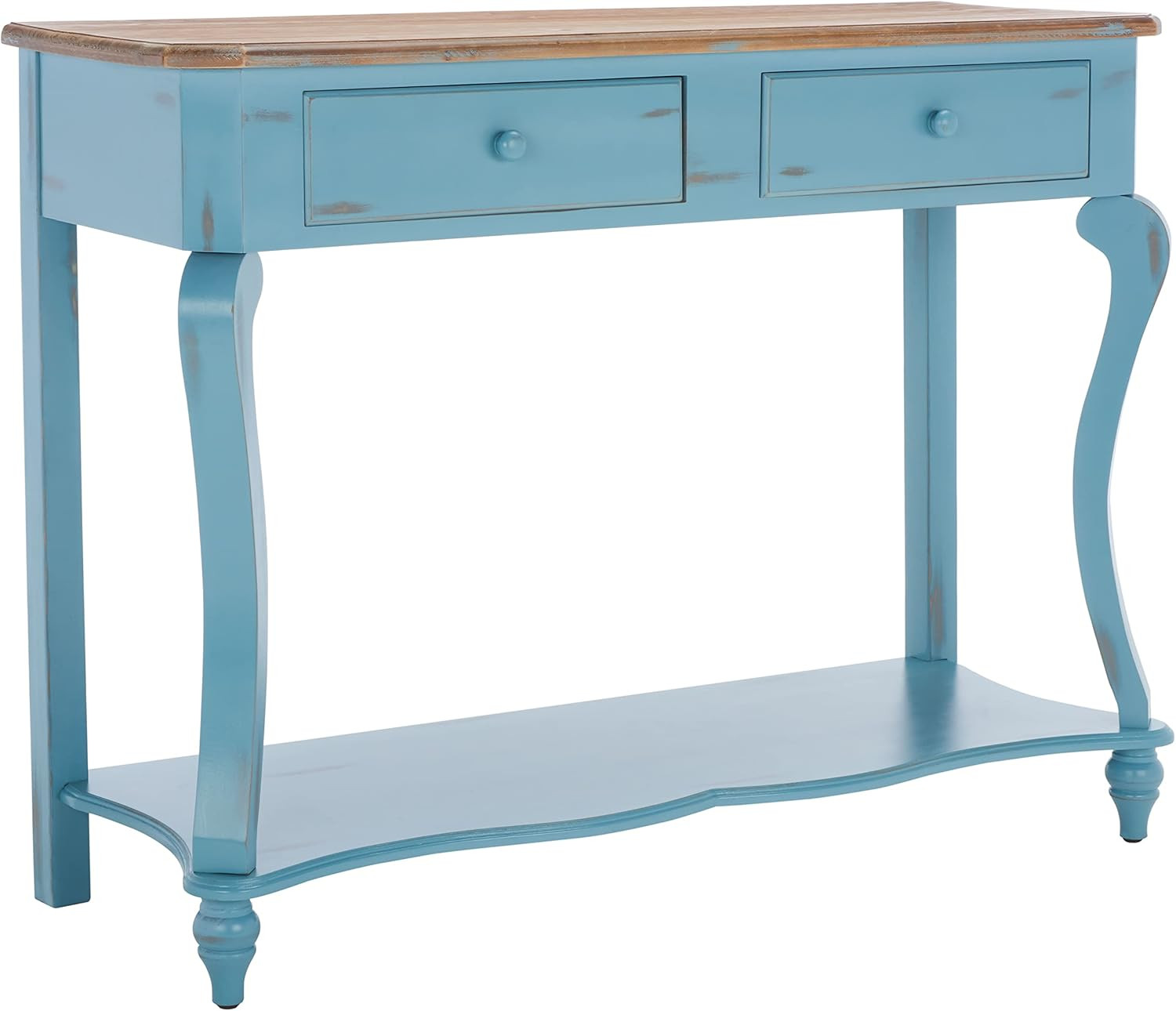 Stylish Blue and Oak Console Table for Home Decor