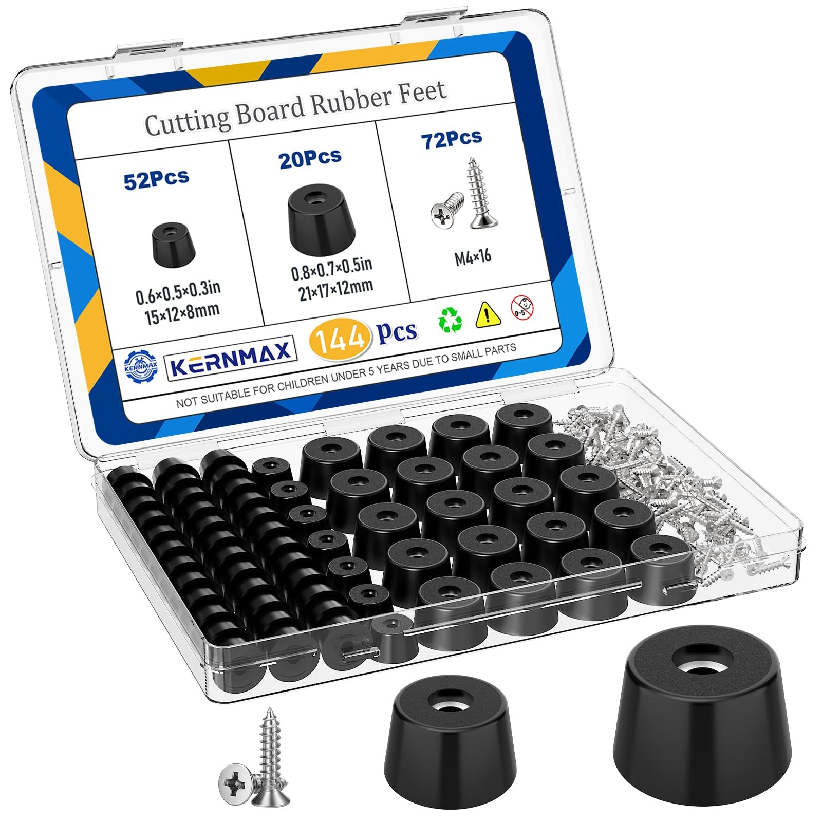 144Pcs Rubber Feet for Cutting Board, Non-Slip Cutting Board Feet with 304 St…
