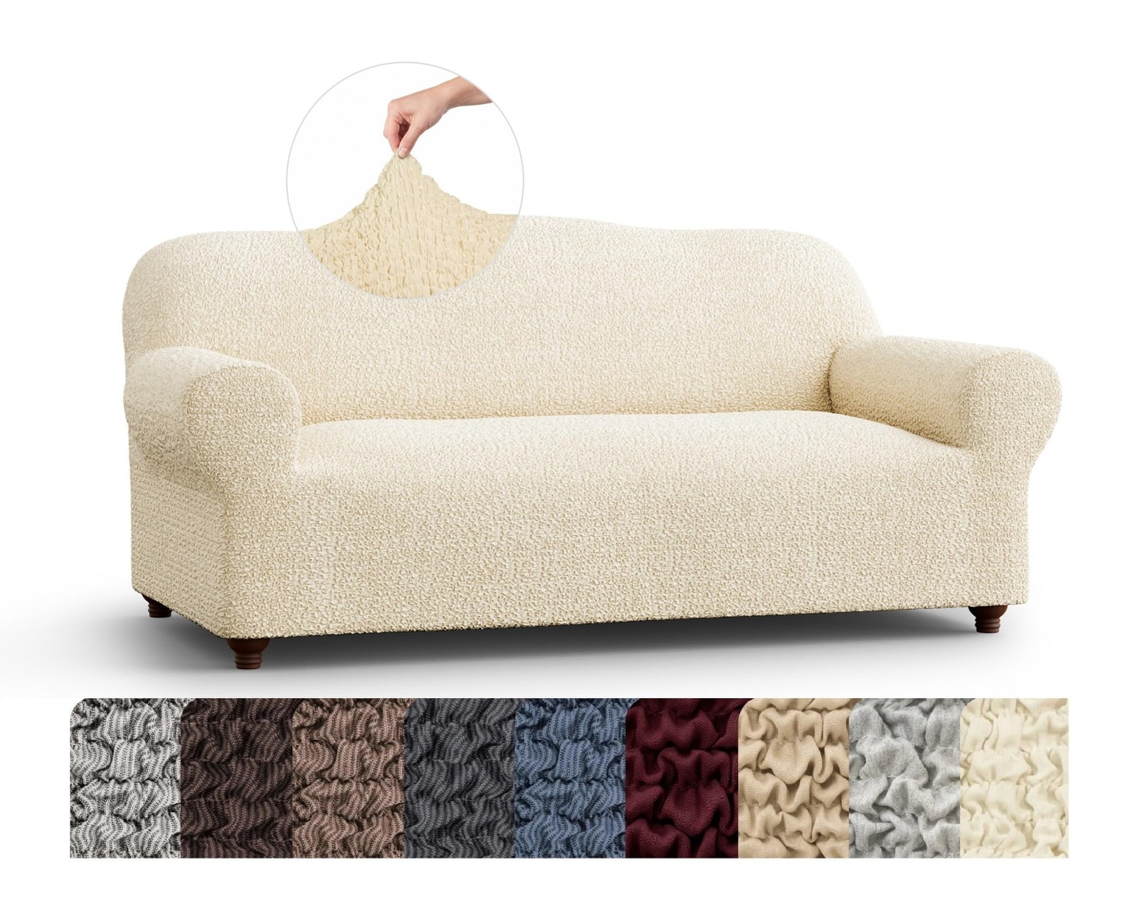 PAULATO BY GA.I.CO. Sofa Slipcover – Stretch Couch Cover 64″-85″ Wide, Cream