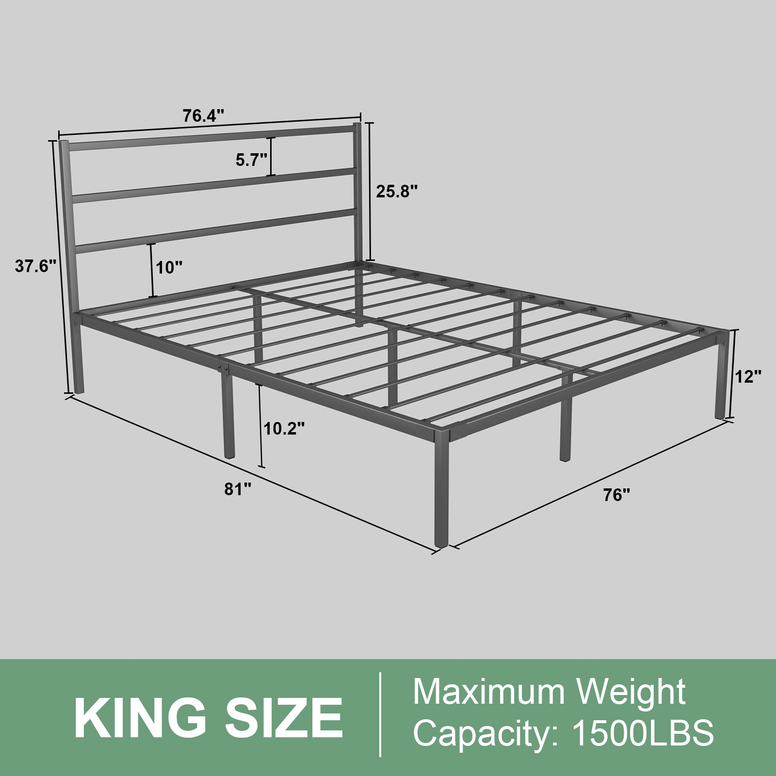 Metal Platform Bed Frame Twin/Full/Queen/King Size with Classic Style Headboard