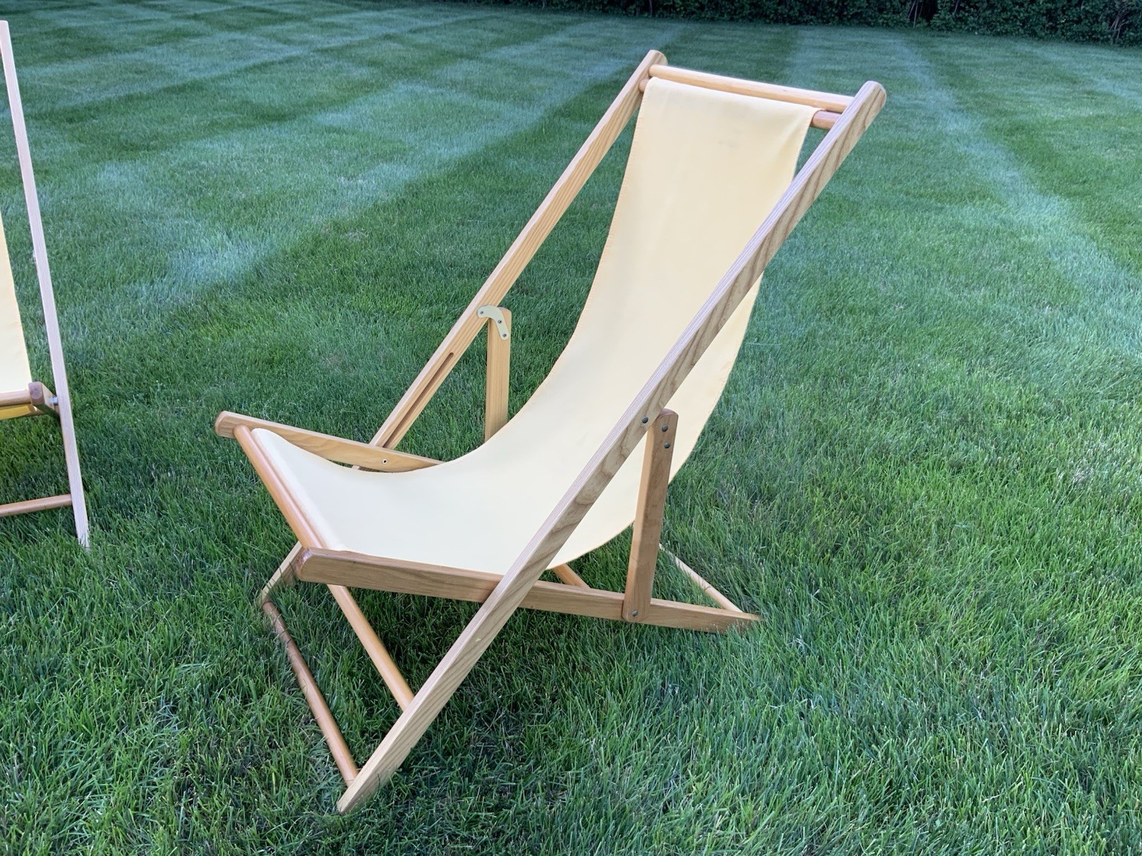 Set Of Two Telescope Casual Sling Cabana Chairs -Natural Brown EUC
