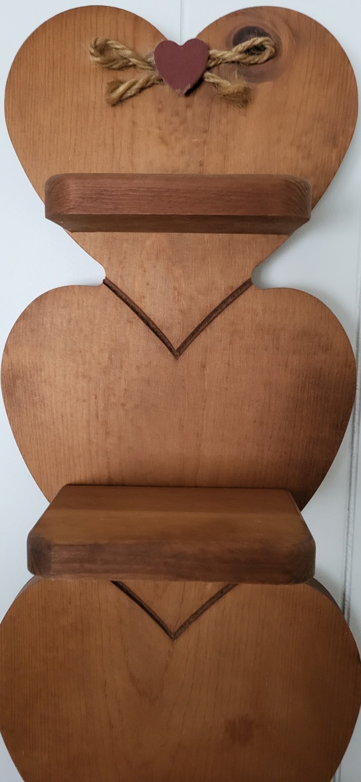 Vintage 1980’s 3 Tier Wooden Heart Wall Shelf Country Cottagecore Decor