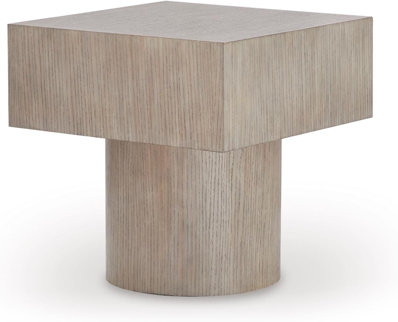 Contemporary Square End Table in Light Grayish Brown – Geometric Design