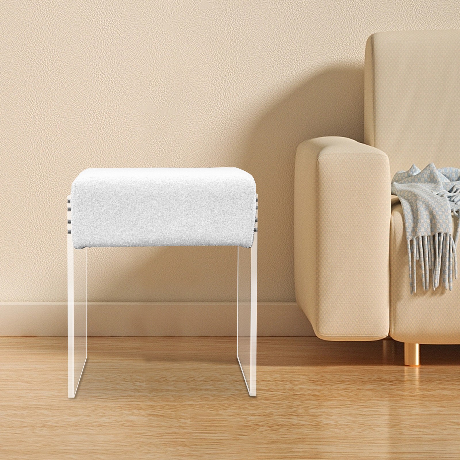 Makeup Stool Modern Minimalist Multi-functional Vanity Acrylic Chair w/ Cushion