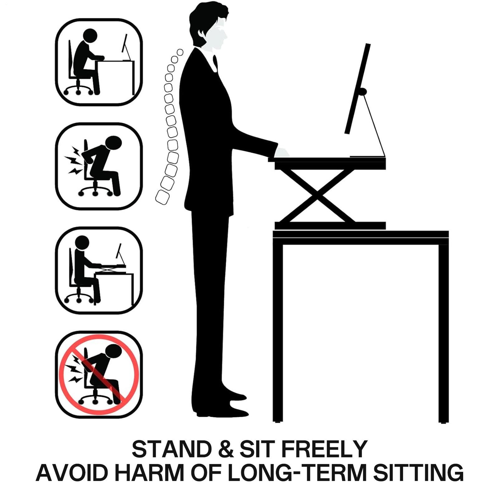 37″ Height Adjustable Home Office Computer Desk Converter Stand Up Desk Riser