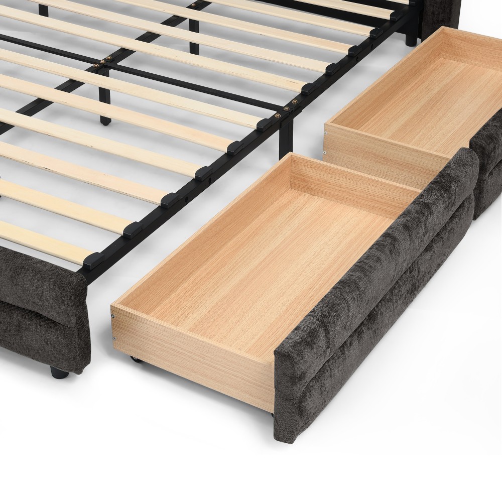 Queen Size Upholstered Bed Frame with Thick Fabric comfortable upholstered