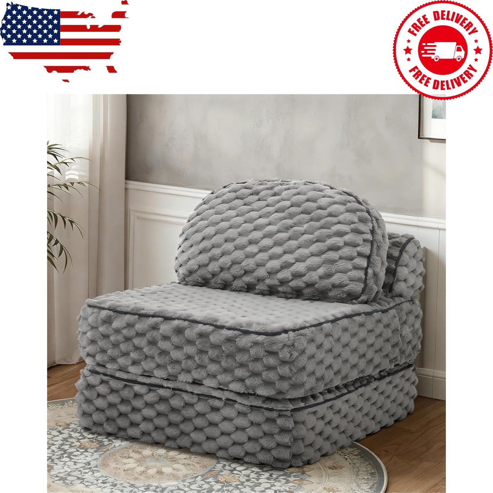 Folding Sofa Bed, 3-in-1 Convertible Sleeper Chairs with Pillow,Back Support