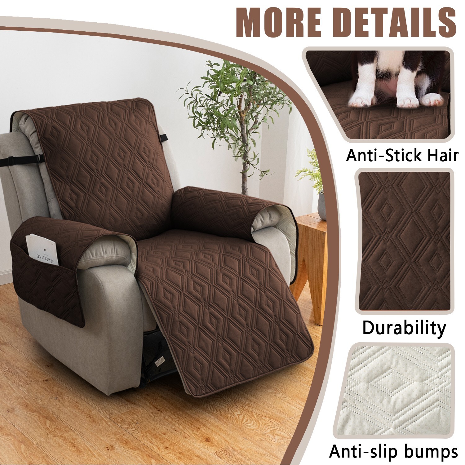 100% waterproof and non-slip diamond plaid recliner cushion, home decor