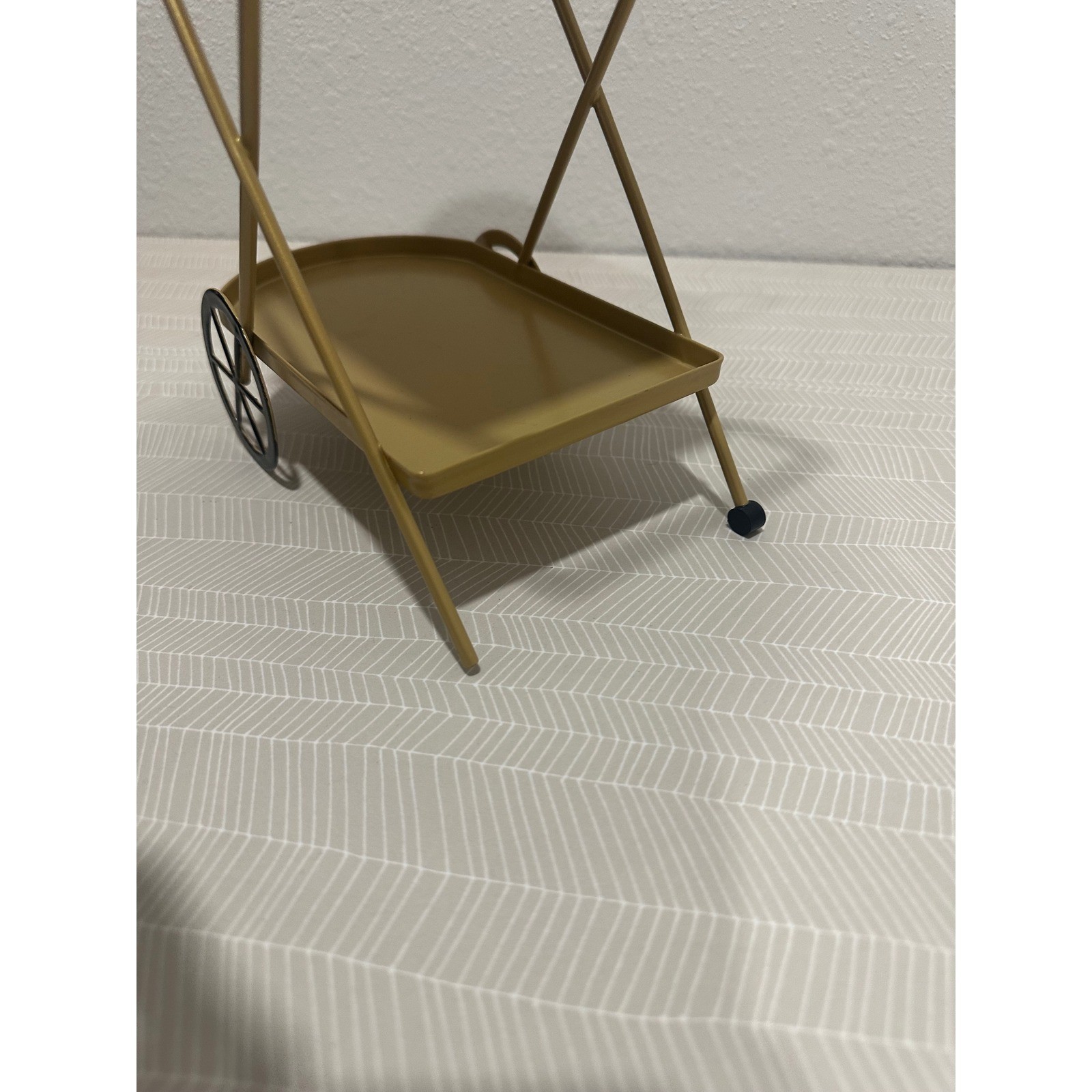 Target Gold Metal Two Tiered Serving Bar Cart Miniature Decor Accent Flawed