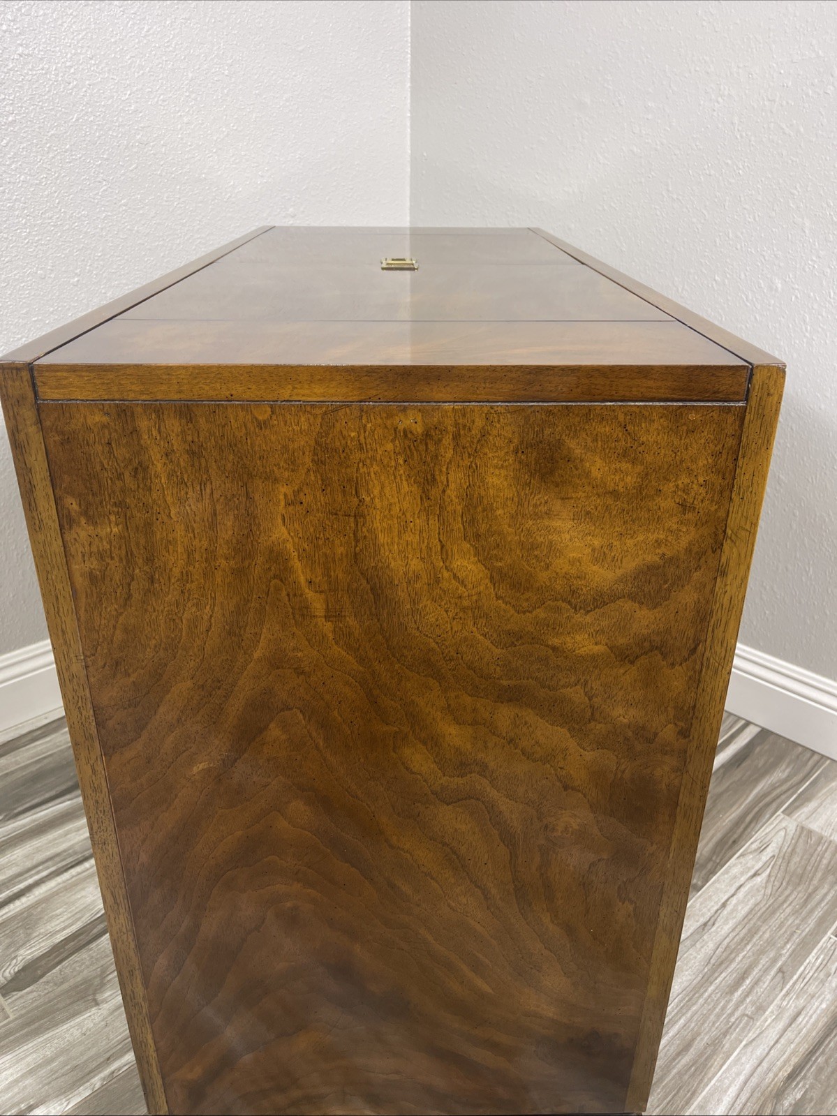 Drexel Heritage Dynasty Burlwood MCM Bar Cart/Buffet ON WHEELS