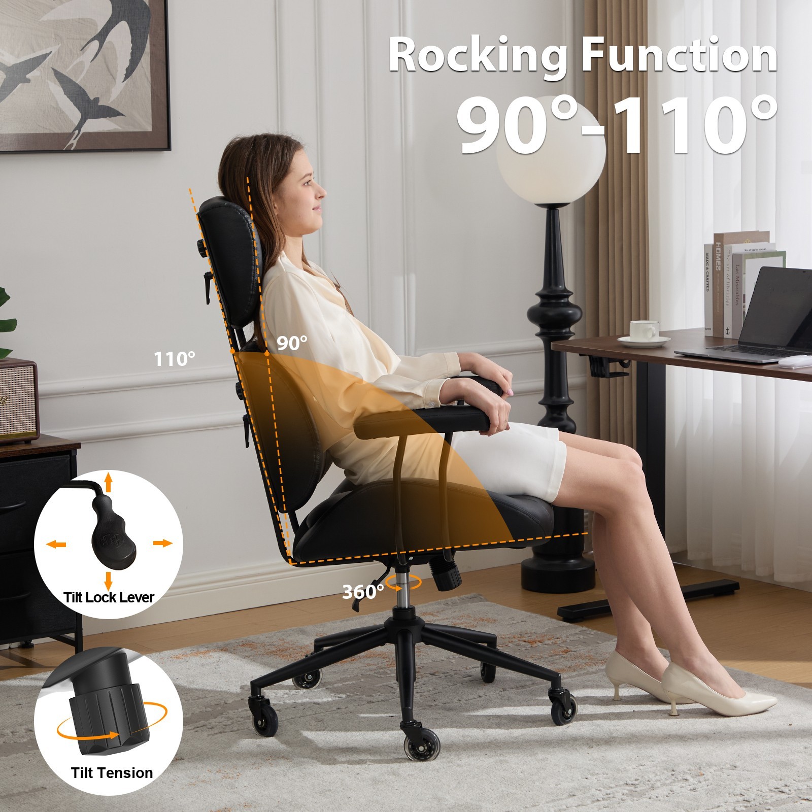 Ergonomic High Back Design Executive Computer Desk Chair Home Office Chair.