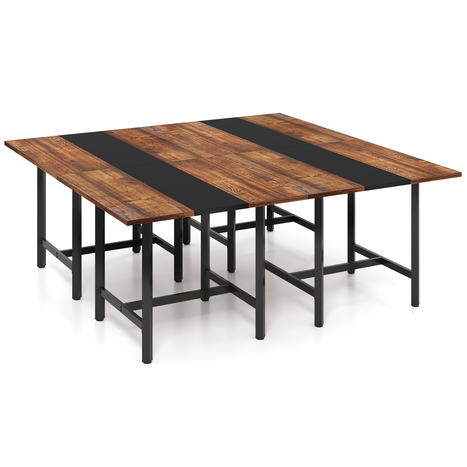 4PCS 39.5” Square Conference Table w/Thickened Tabletop & Heavy-duty Metal Frame