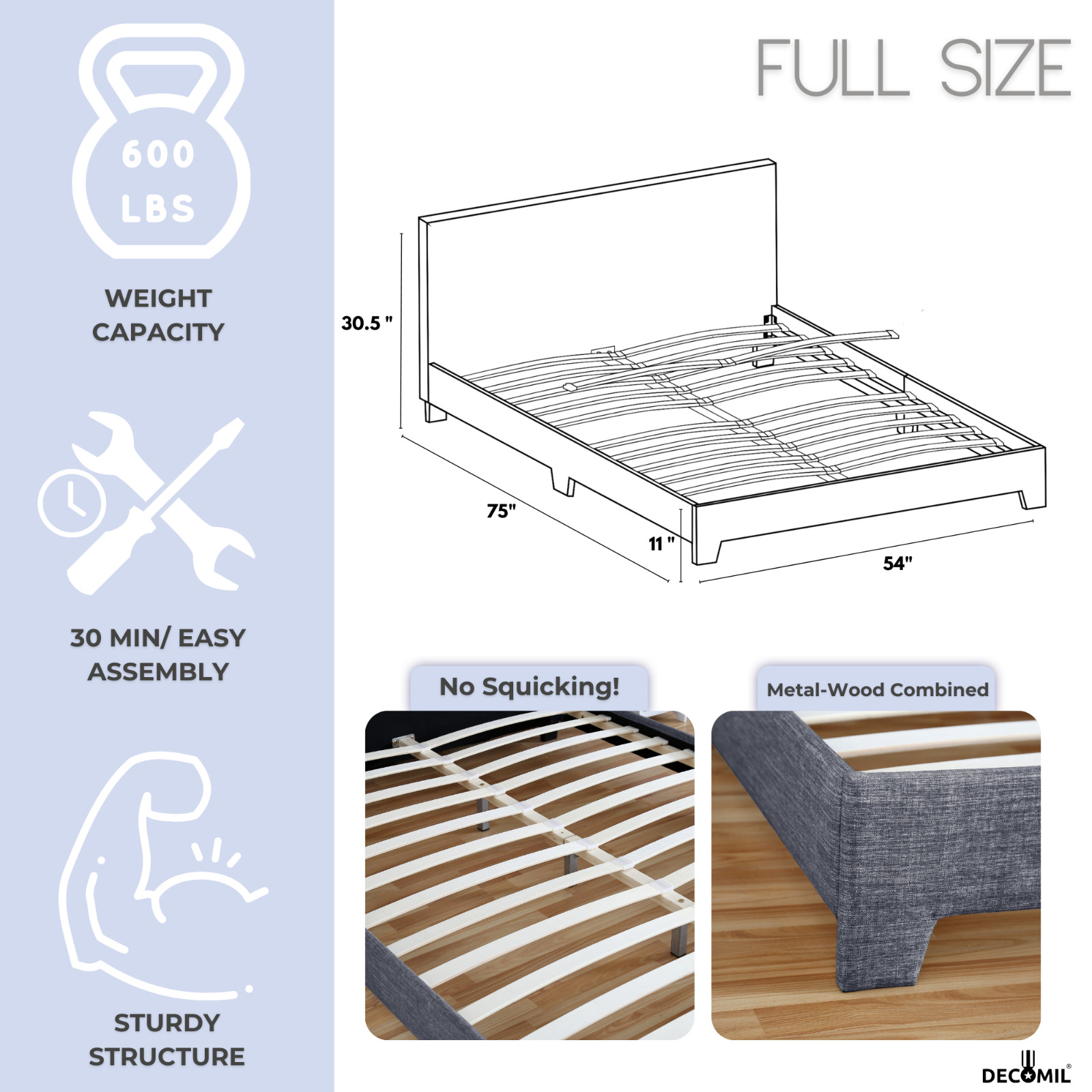 king size bed frame with headboard
