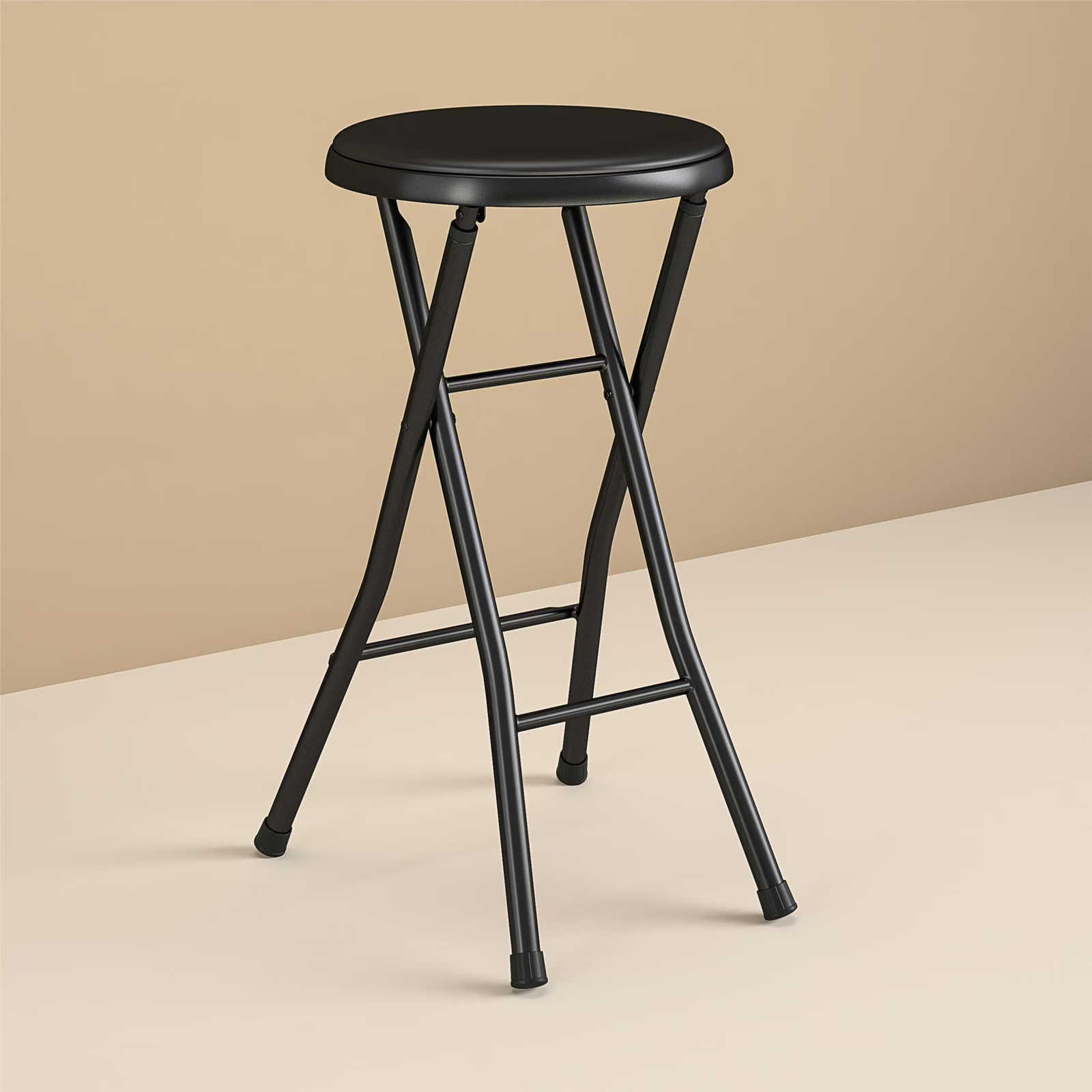 Mainstays Black Folding Counter Stool, Vinyl Padded Seat