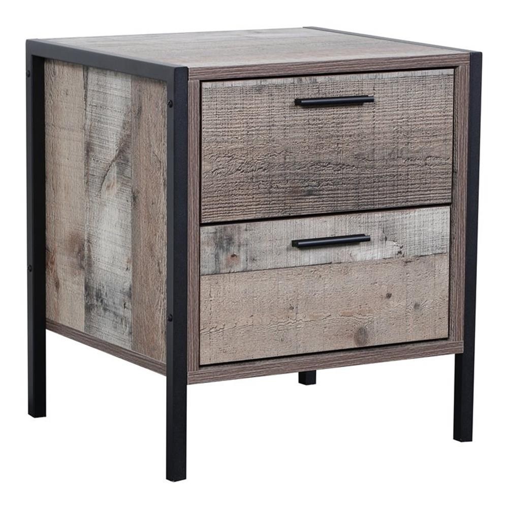 Pemberly Row Transitional 17.25″ 2-Drawer Wood Night Stand in Brown