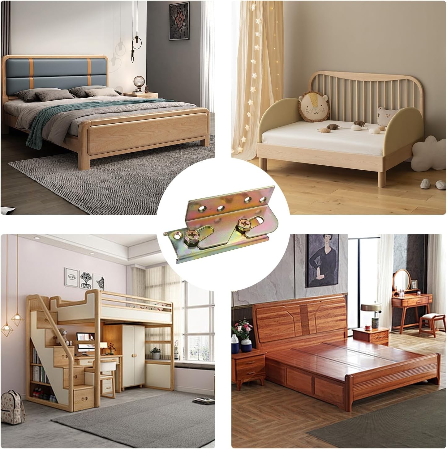 4 Sets Bed Rail Brackets,Heavy Duty Bed Frame Brackets Bed Fittings Wooden Bed