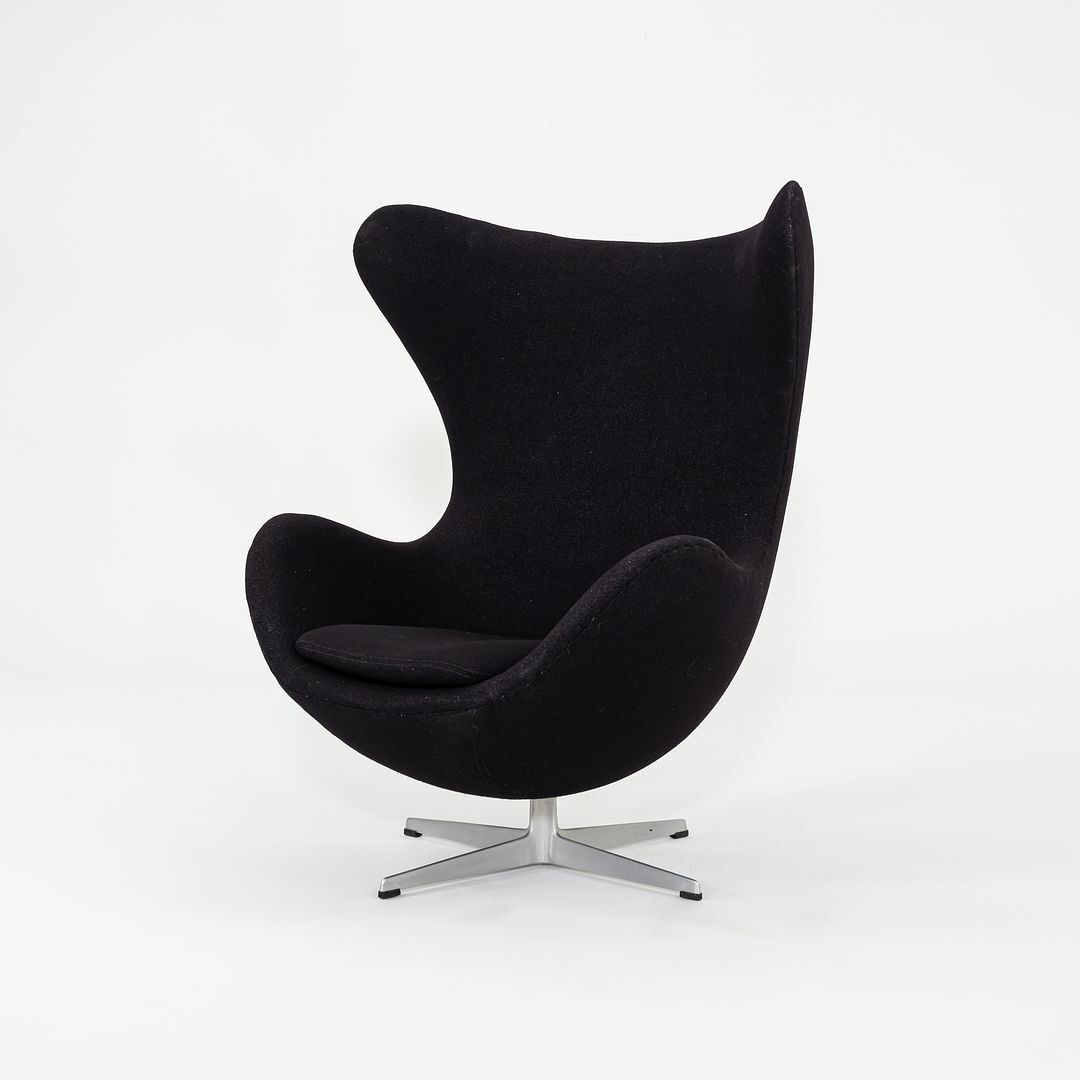 1967 Arne Jacobsen for Fritz Hansen Egg Chair and Ottoman Black Made in Denmark