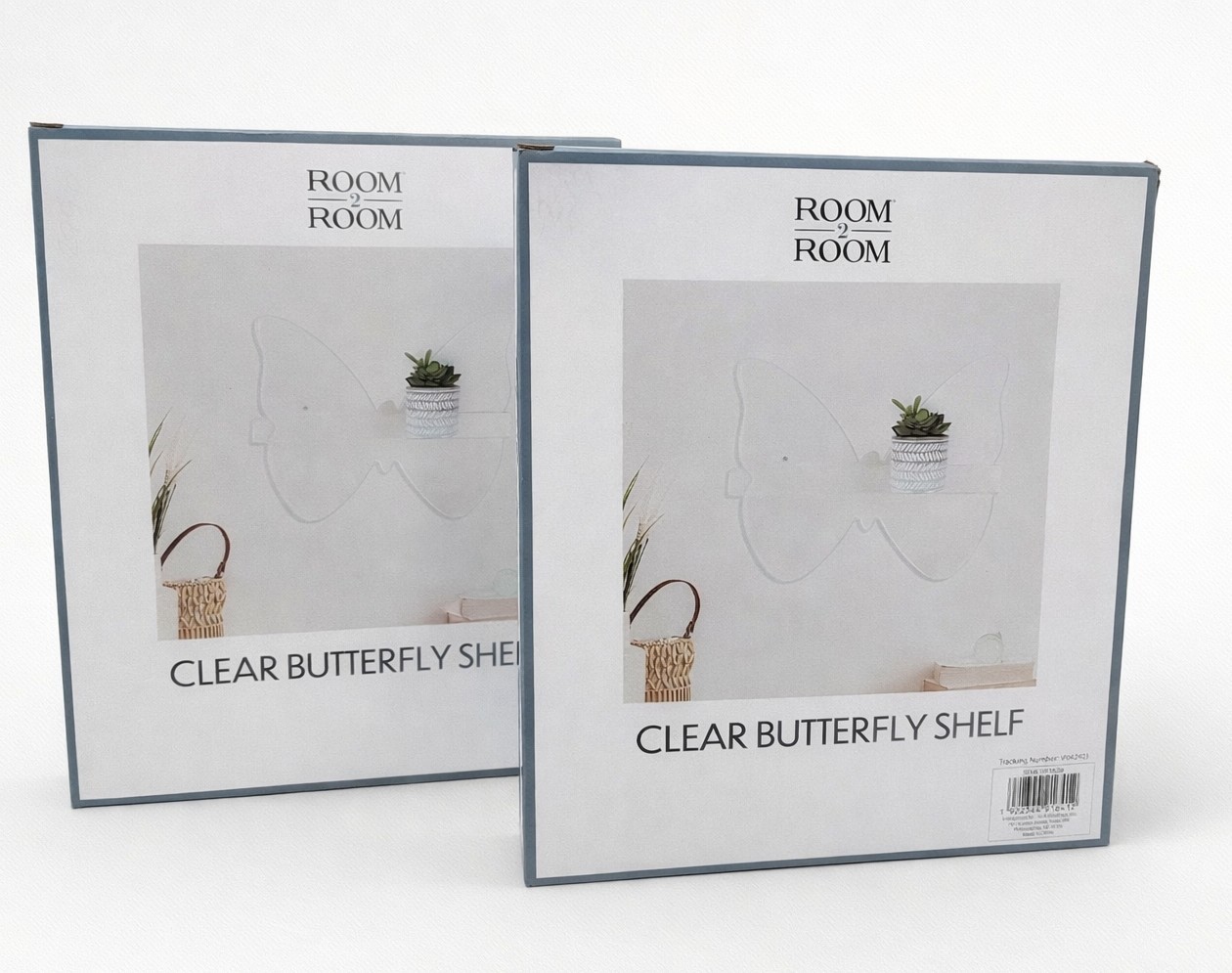 Room 2 Room Clear Butterfly Shelf Set of 2 Wall Mounted Hardware Included