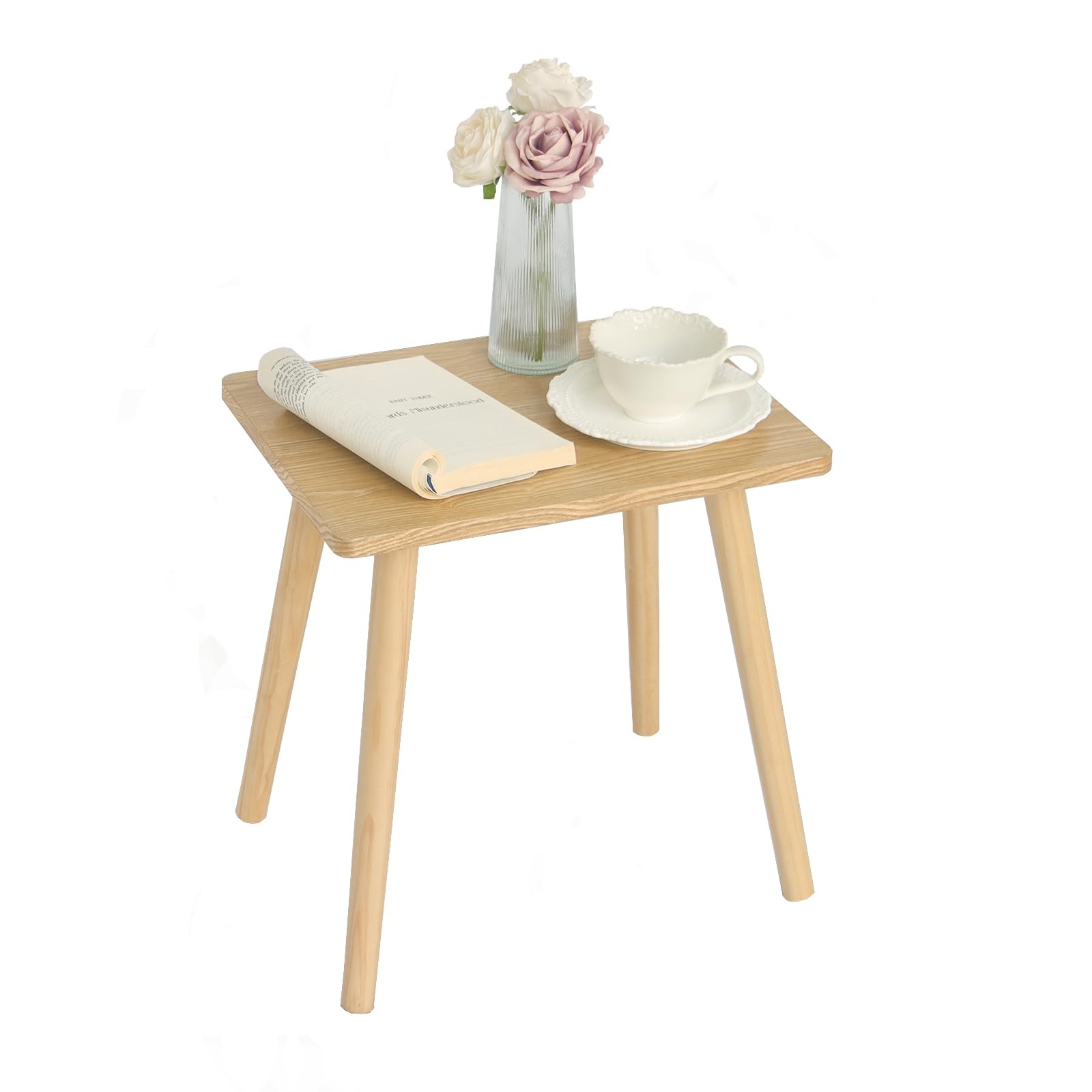 AWASEN Side Table, Small End Accent Table 11.8″D x 15.8″W x 16.5″H, Natural