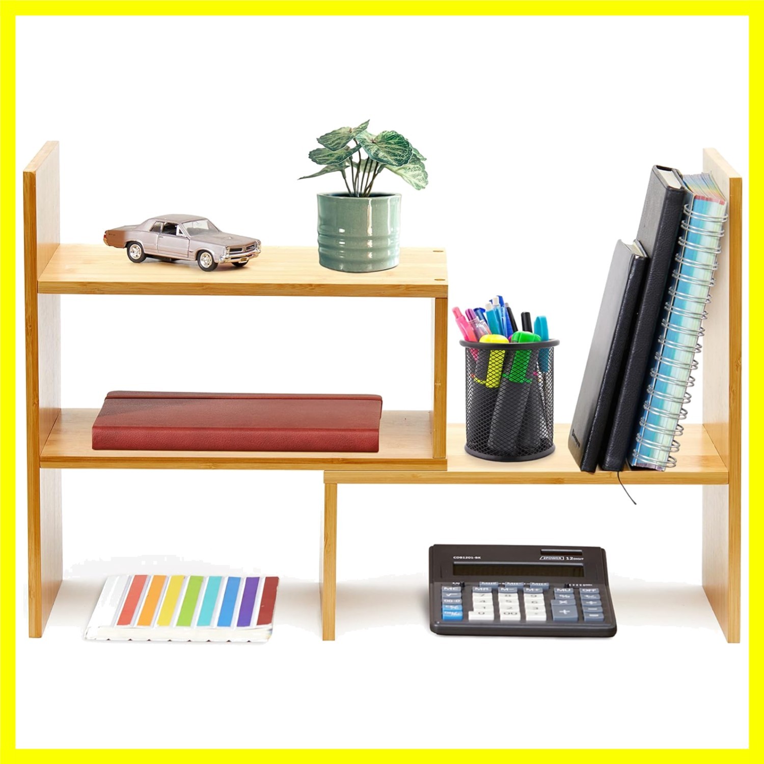 Natural Bamboo Desktop Organizer, Attractive Design, Stand Shelf for Books | …