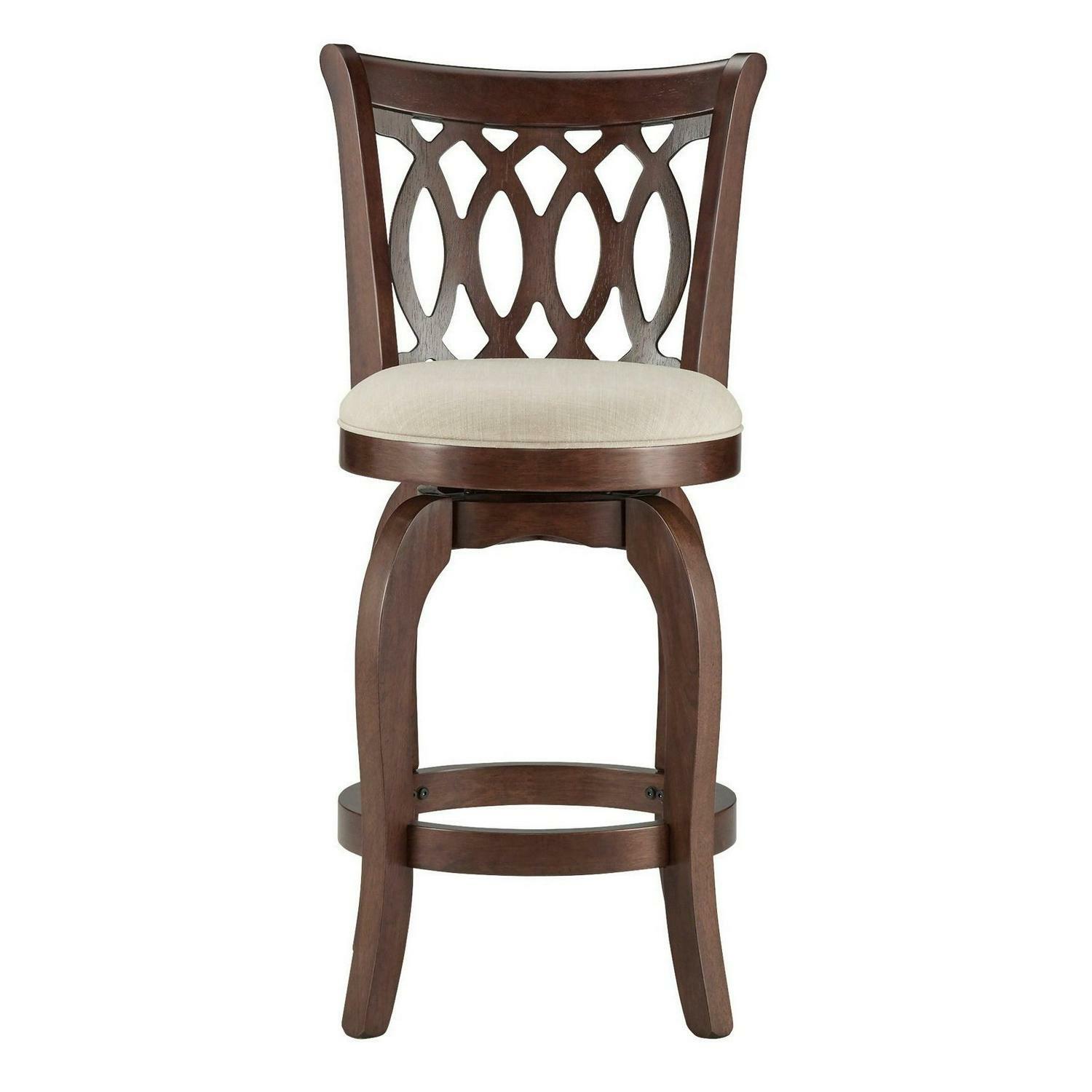 Transitional Swivel 24-inch Counter Height Stool Scroll/Curved Back Padded Seat