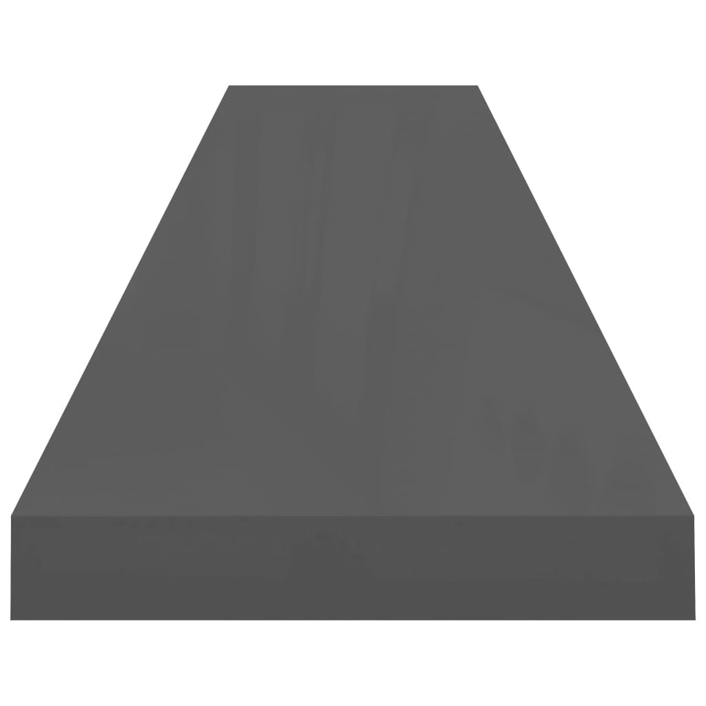 Floating Wall Shelves 2 pcs High Gloss Gray 47.2″x9.3″x1.5″ MDF