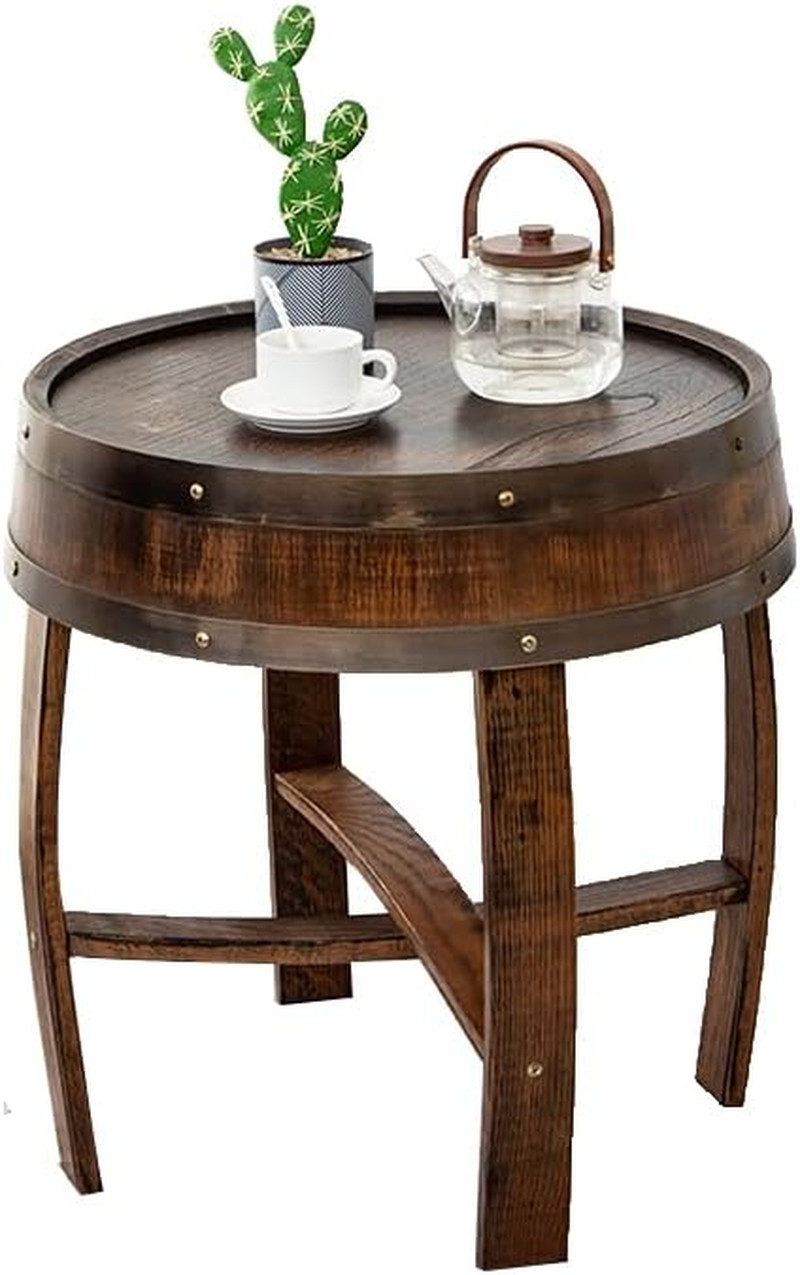 Handcrafted Oak Whiskey Barrel End Table for Rustic Farmhouse Decor