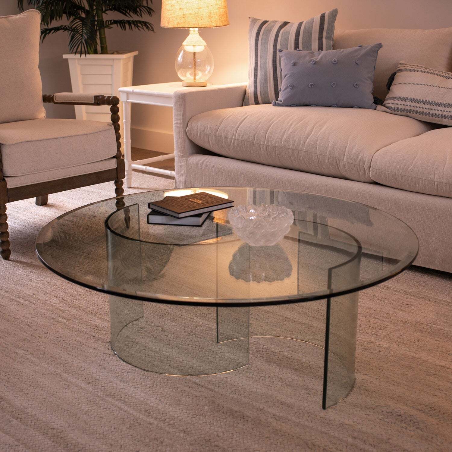 54″ Round Clear Tempered Glass Table Top 1/2″ Thick 1″ Beveled Edge