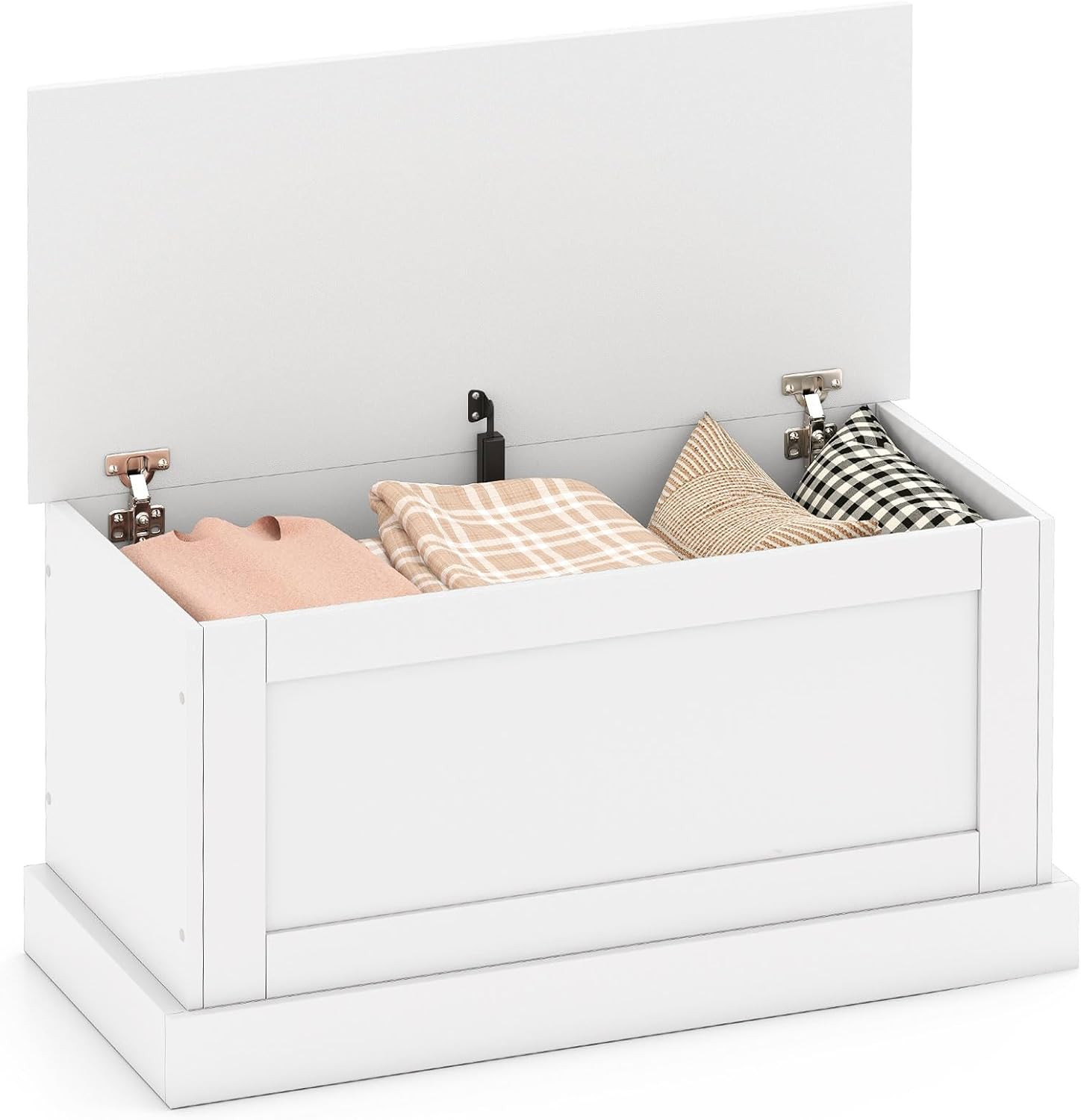 35.5-Inches Storage Chest with Safety Metal Hinges, Wooden Flip Top Tool Trunk,