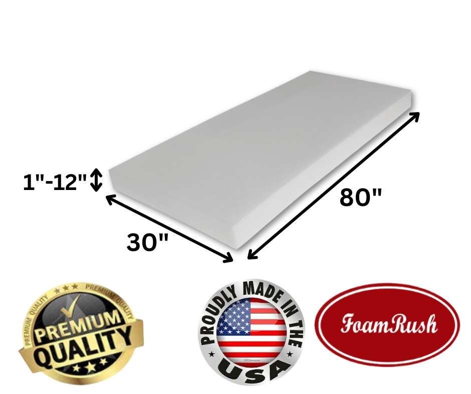 FoamRush Bunk( 30″ x 80″) High Density Foam Mattress Replacement Medium Firm USA