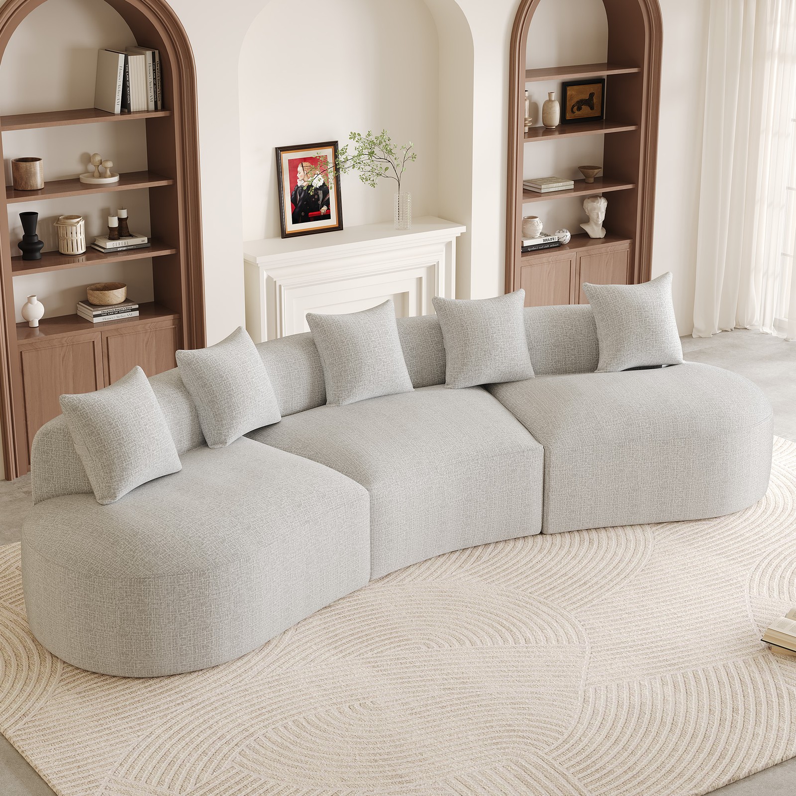 134″ Chenille Modular Sofa Couch High Back Sectional Living Room No Slip