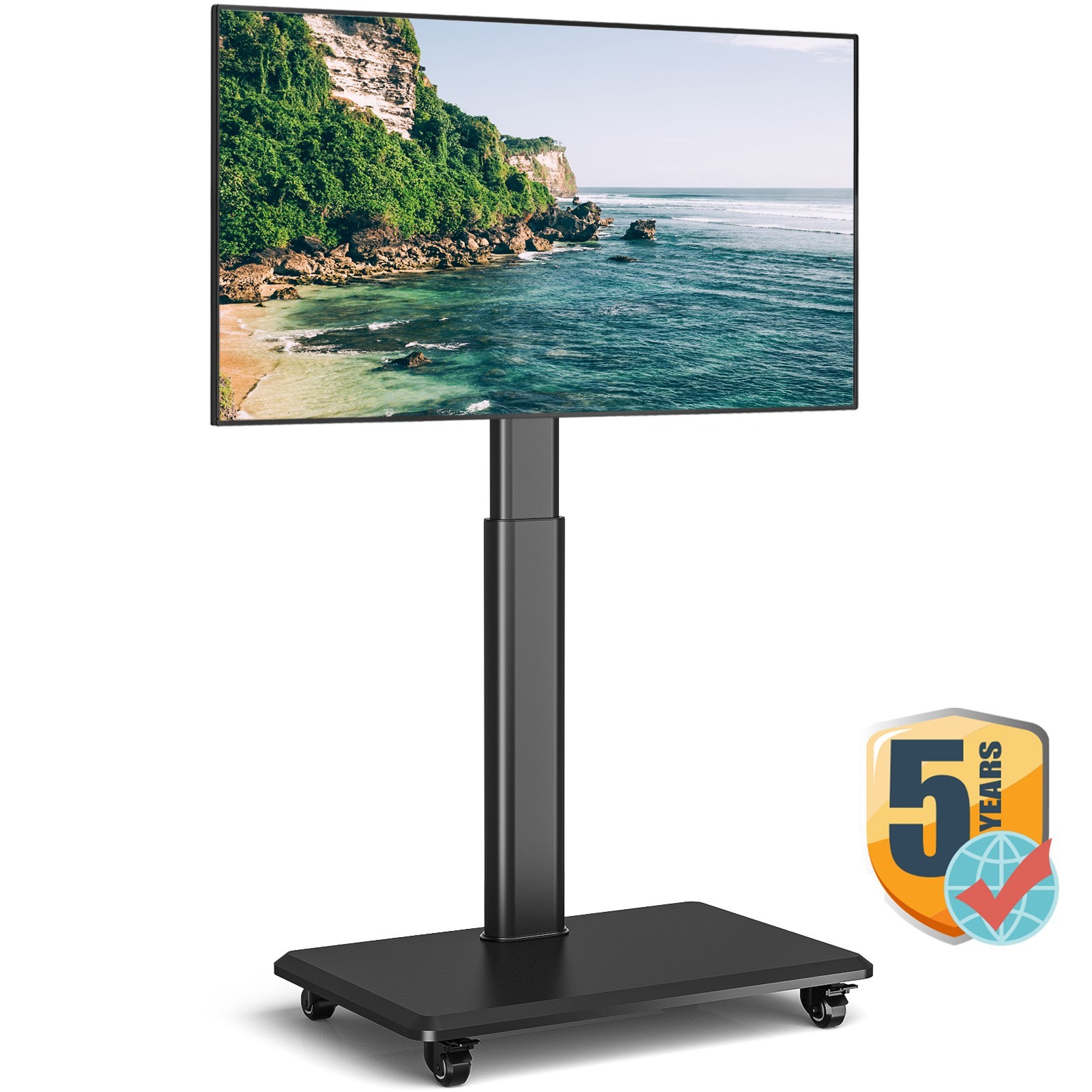Rolling TV Stand with Wheels for 32-70 inch TVs, Adjustable Height Swivel Mount