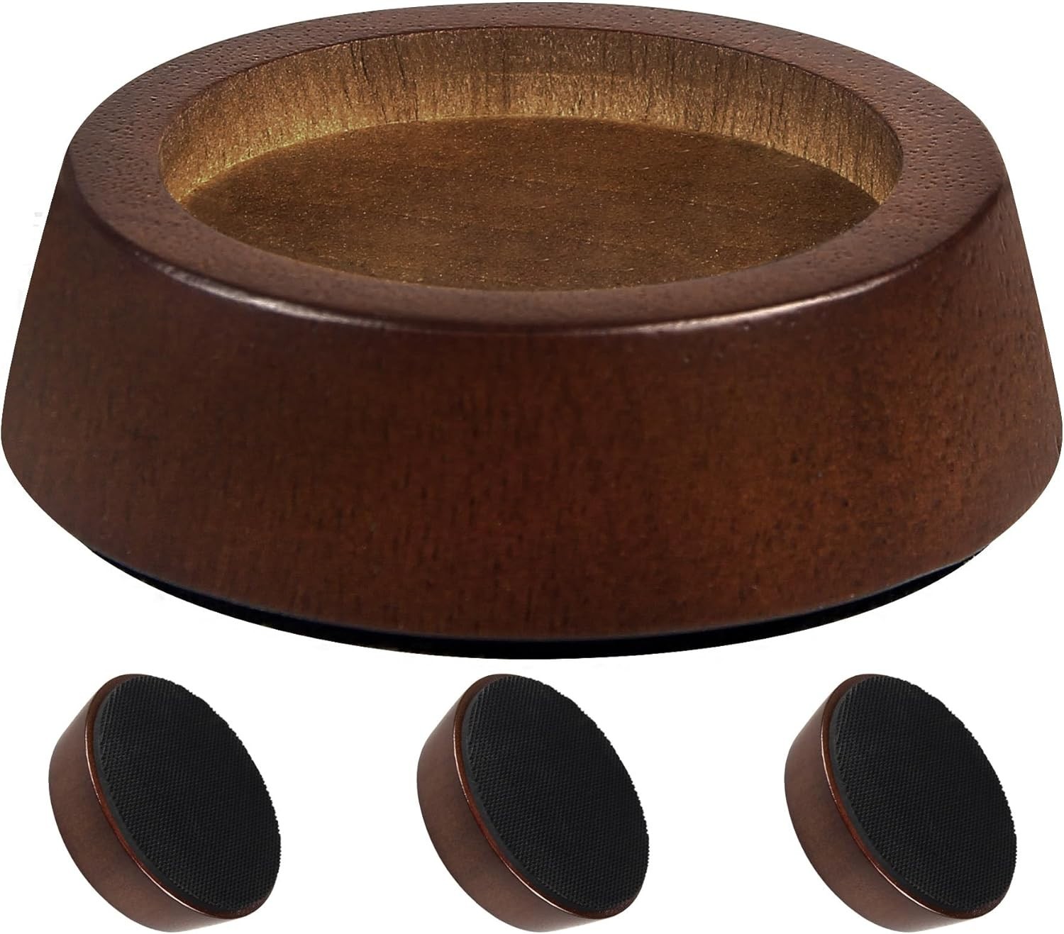 Wooden Furniture Risers – 1 inch Set of 4, Heavy Duty Solid Wood Round Blocks.