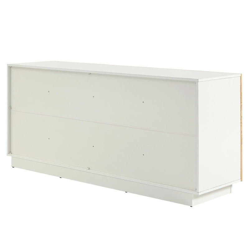 69″ Burl Wood Sideboard Buffet TV Stand in White Bleached Modern
