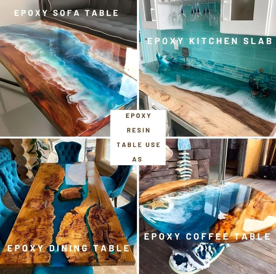 Blue Ocean Epoxy Coffee Table – Handmade Wooden Resin Art Furniture