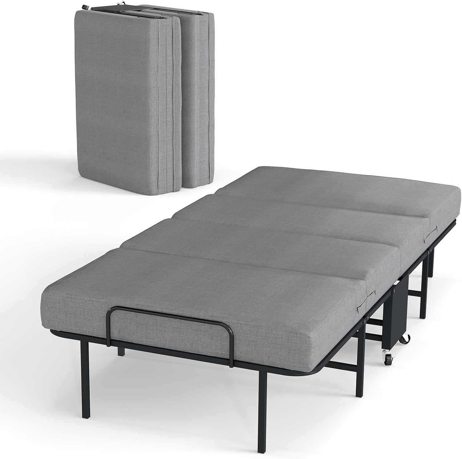 Foldable Rollaway Bed with Memory Foam Mattress & Sturdy Fold Up Metal Frame
