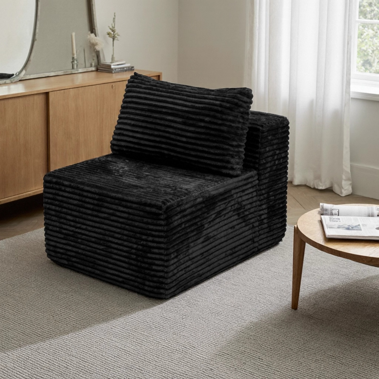 No Assembly Required Modular Sectional Souch Corduroy Floor Sofa for Small Space