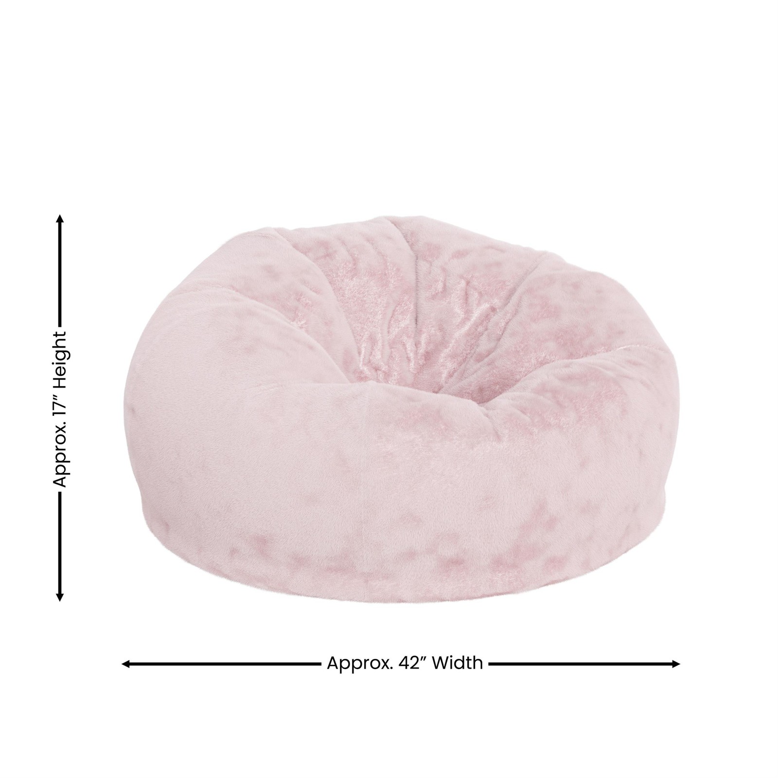 Flash Furniture Oversized Blush Furry Refillable Bean Bag Chair for All Ages