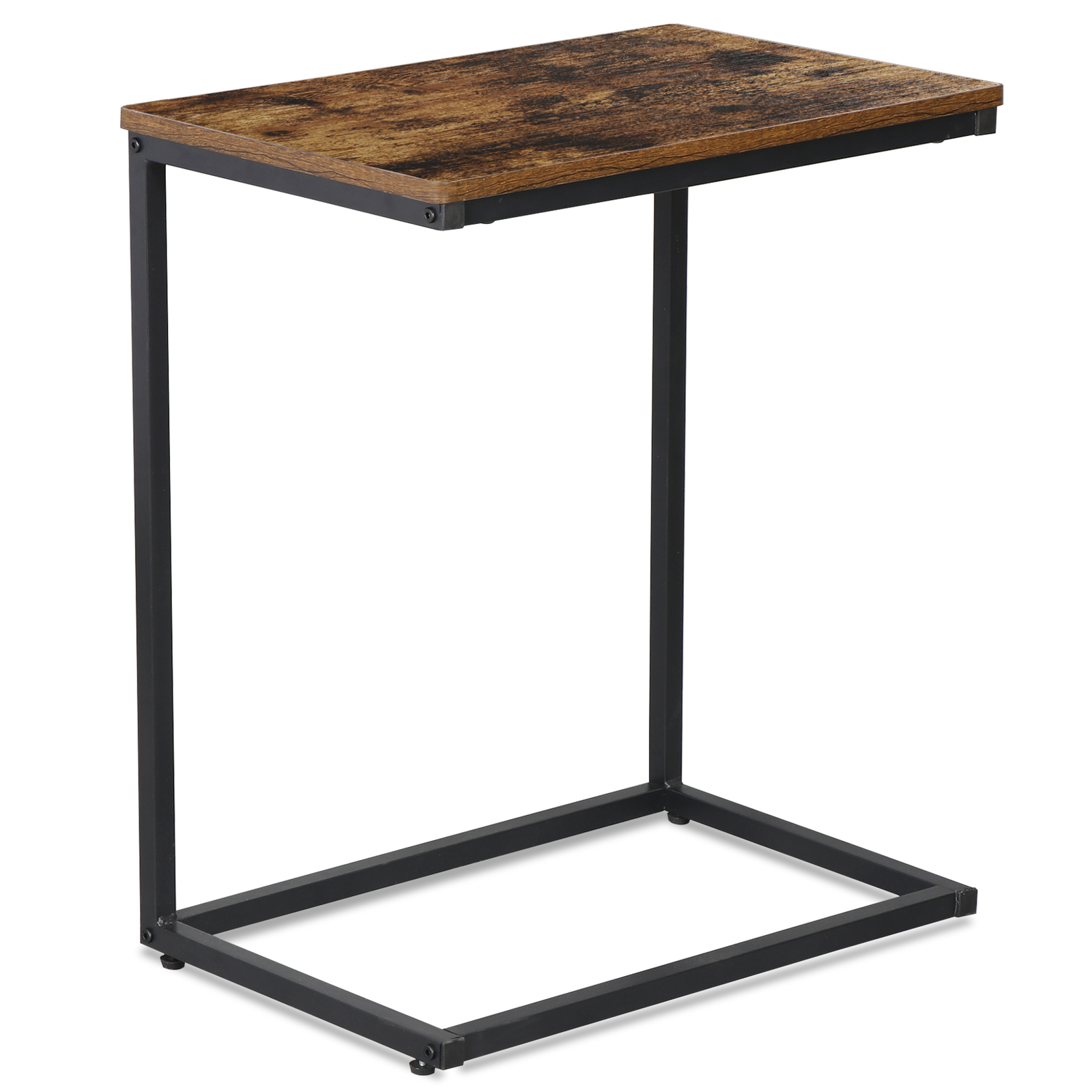 C Shaped End Table Small Side Couch Sofa Table with Metal Frame for Living Room