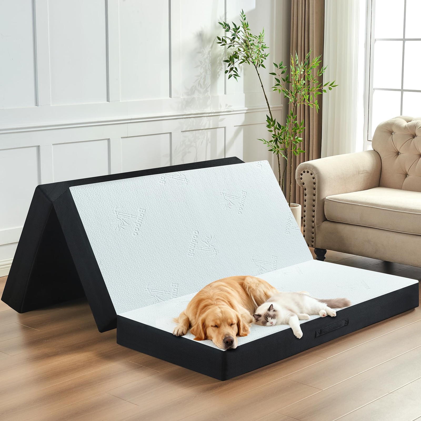 4 Inch Trifold Mattress, Full Size Foldable Memory Foam Mattress with Viscose…