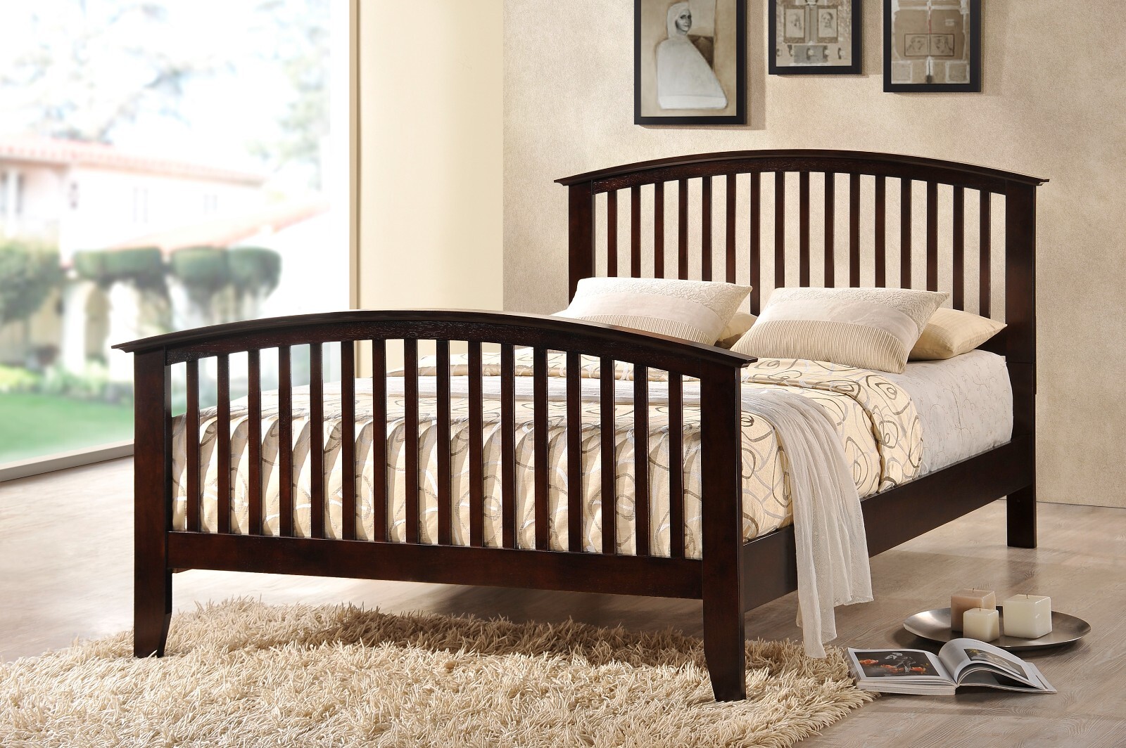 Crown Mark MISSION Style, ALL WOOD, WALNUT Color, FULL Size Bed w/FootBoard, NIB