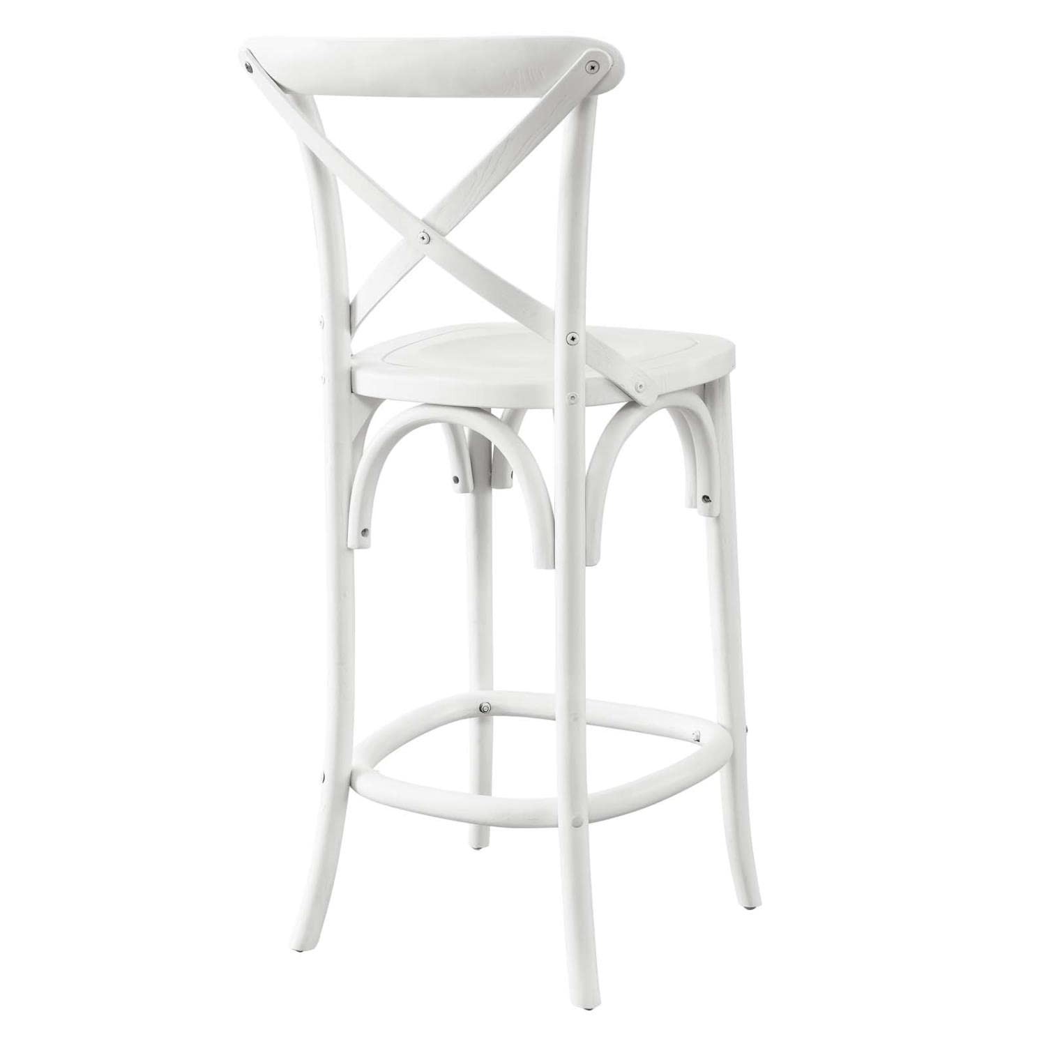 Modway Gear 39.5″ Modern Style Elm Wood Counter Stool in White Finish