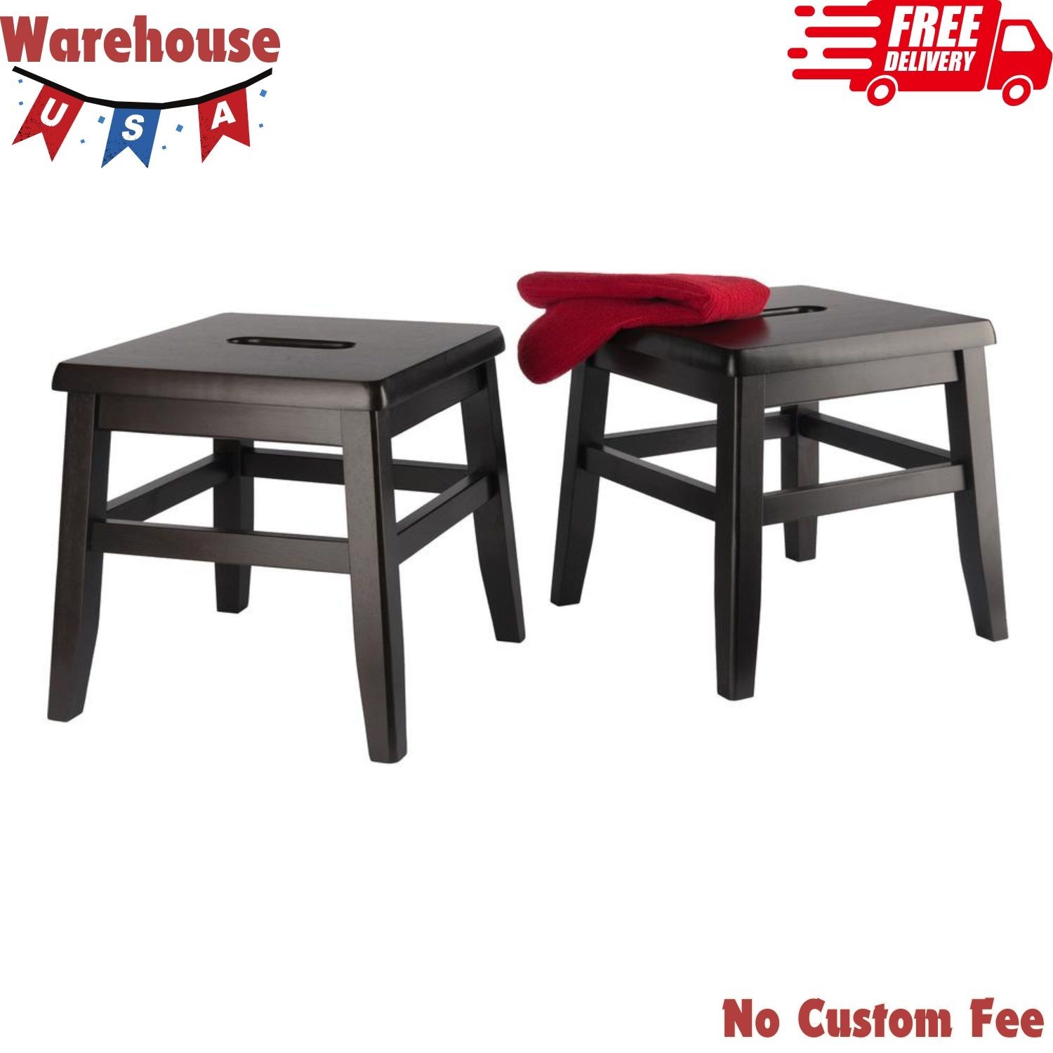 2-Pc Conductor Stool Set, Capacity of 220 Pounds, Coffee Finish